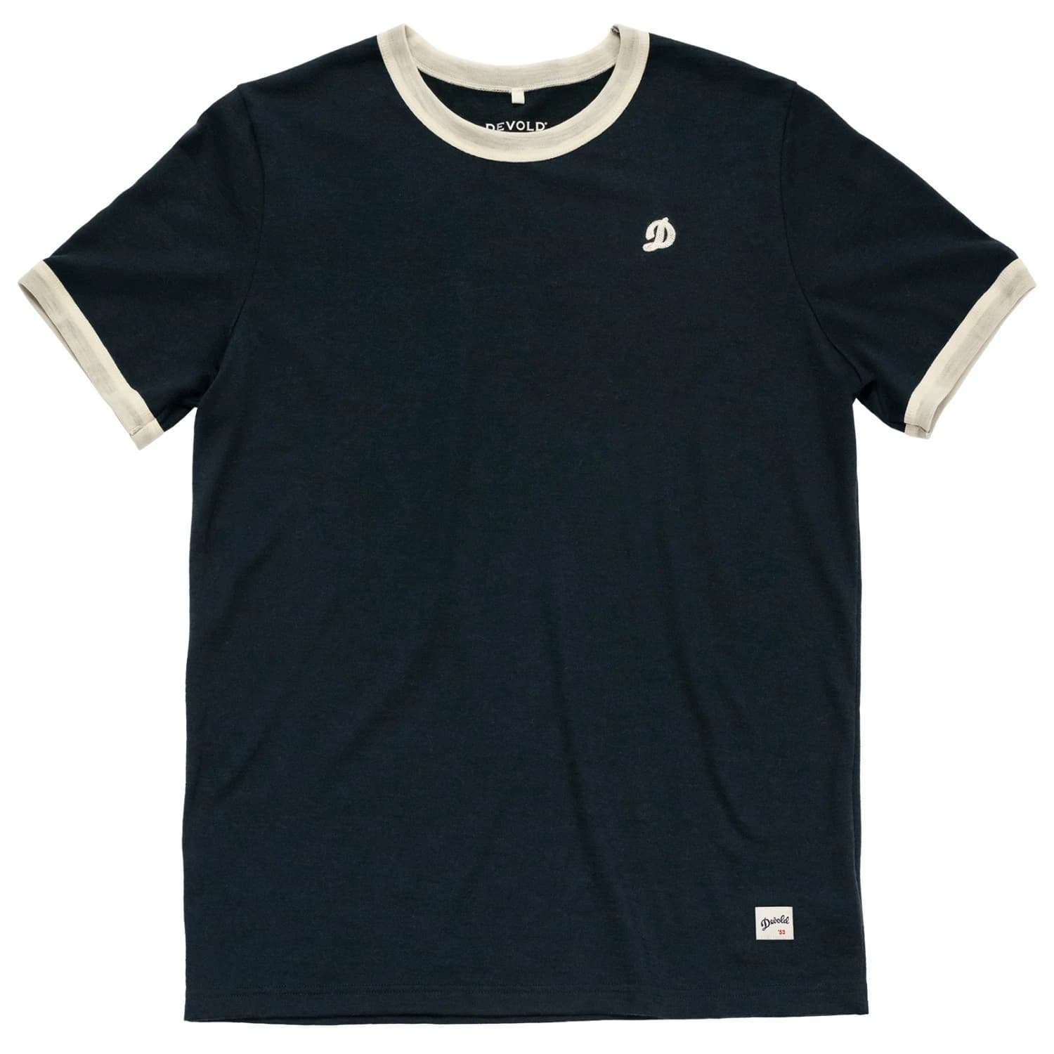 Мериносова блуза Devold Archive Ringer Tee Merino shirt - Ink / Raw White