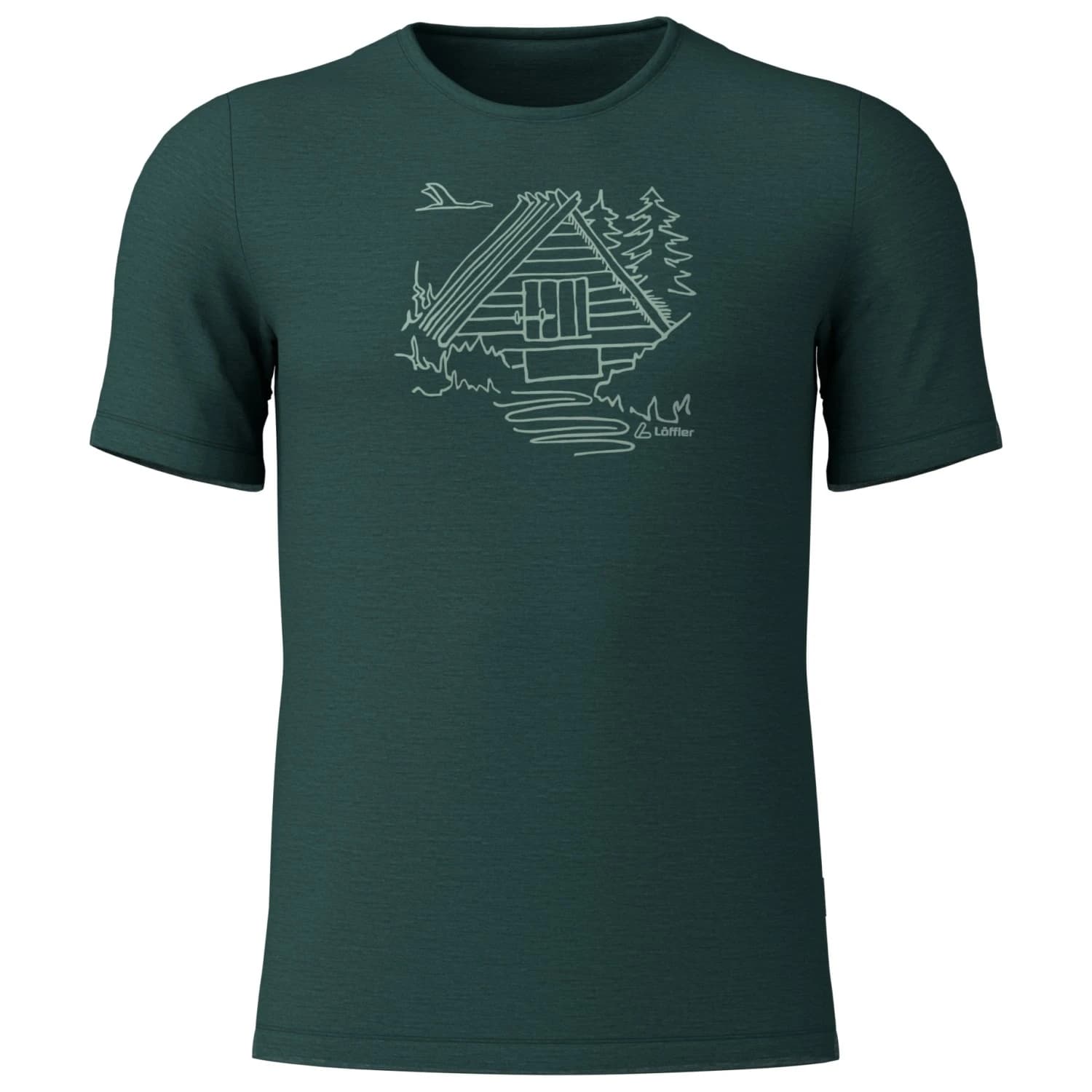 Мъжка мериносова блуза Löffler Printshirt Cottage Merino-Tencel Merino shirt - Forest