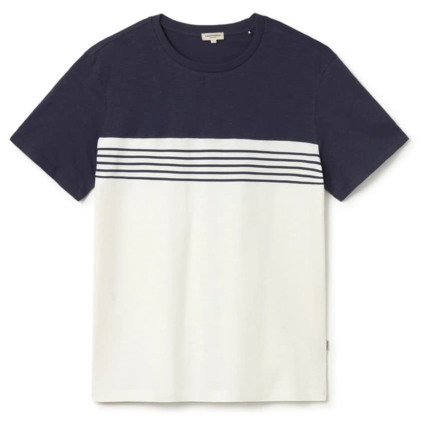 Мъжка тениска TWOTHIRDS Plavi T-shirt - Ecru / Navy