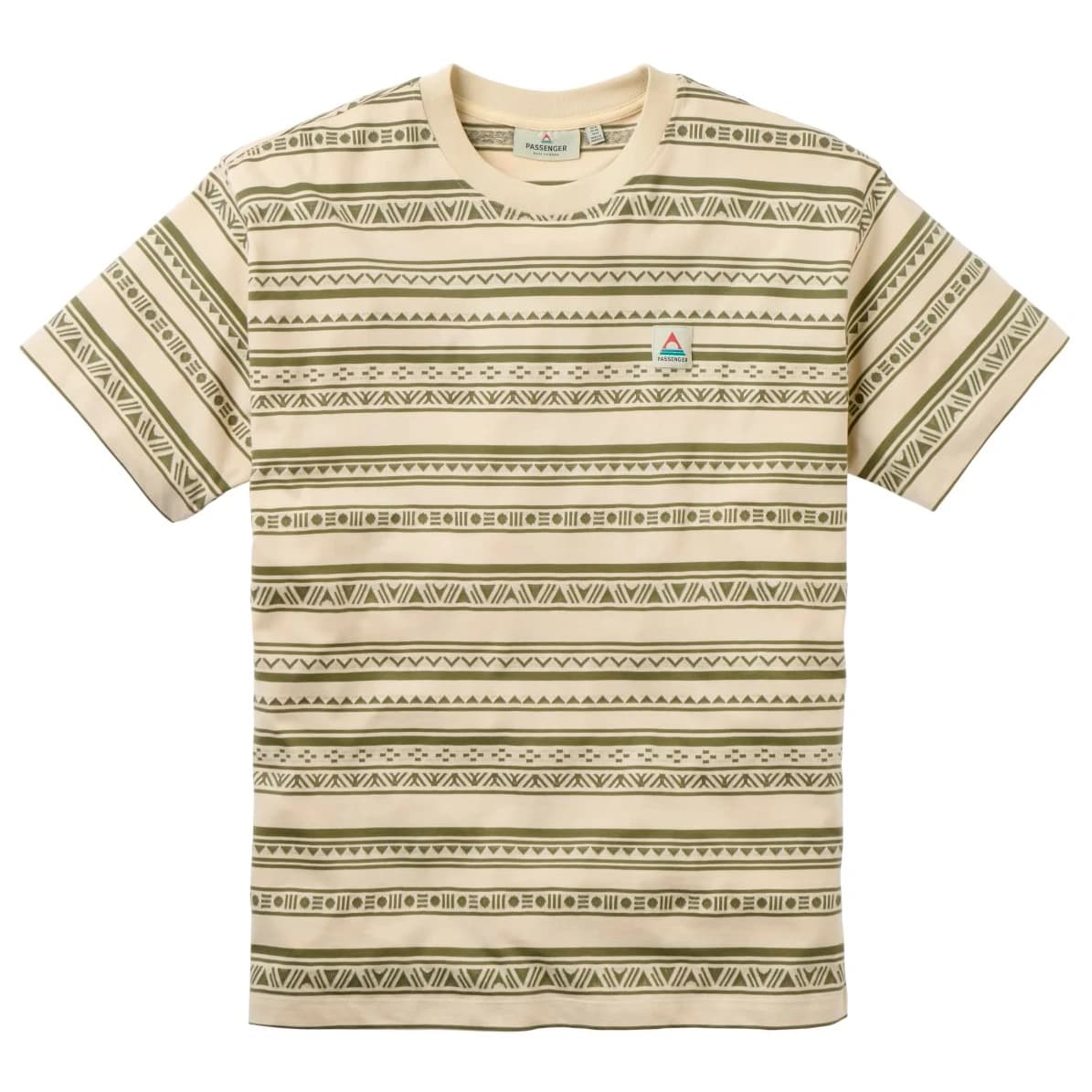 Мъжка тениска Passenger Mellower Jacquard Relaxed Fit T-Shirt - Geo Stripe Birch / Khaki