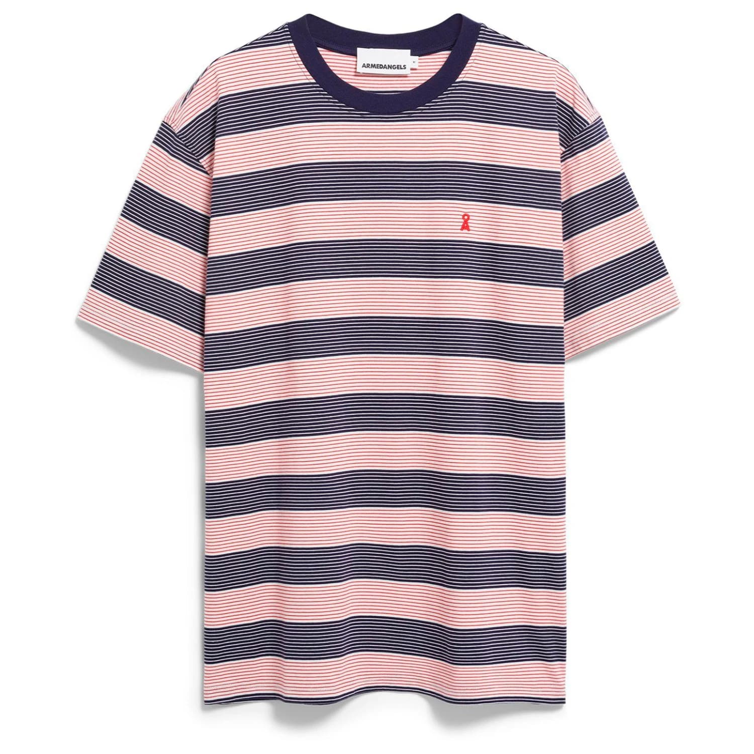 Мъжка тениска ARMEDANGELS Maarkos Multi Stripes T-shirt - Tinted Navy / Oatmilk