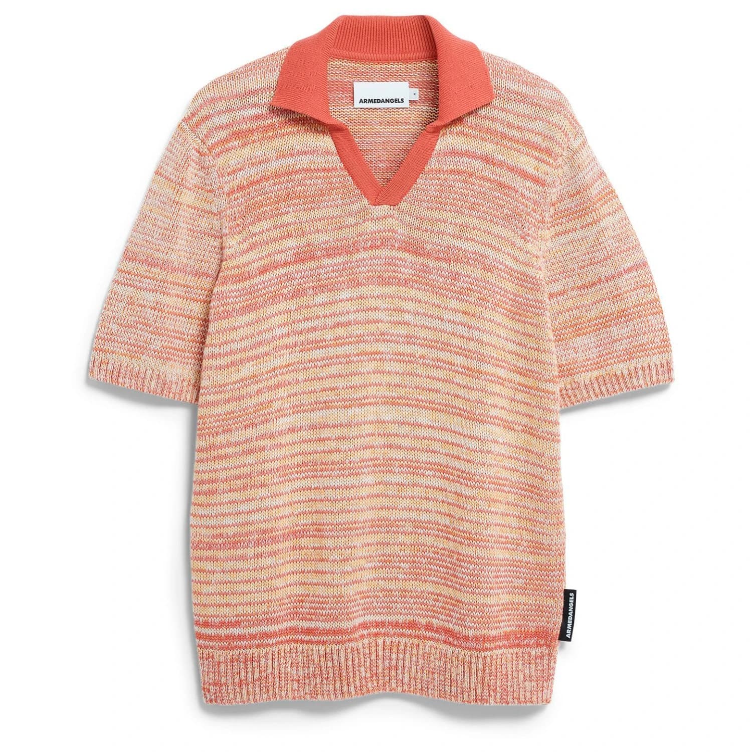 Мъжка поло тениска ARMEDANGELS Yarnmix Knit Polo shirt - Tabasco Red / Oatmilk / Sunflower