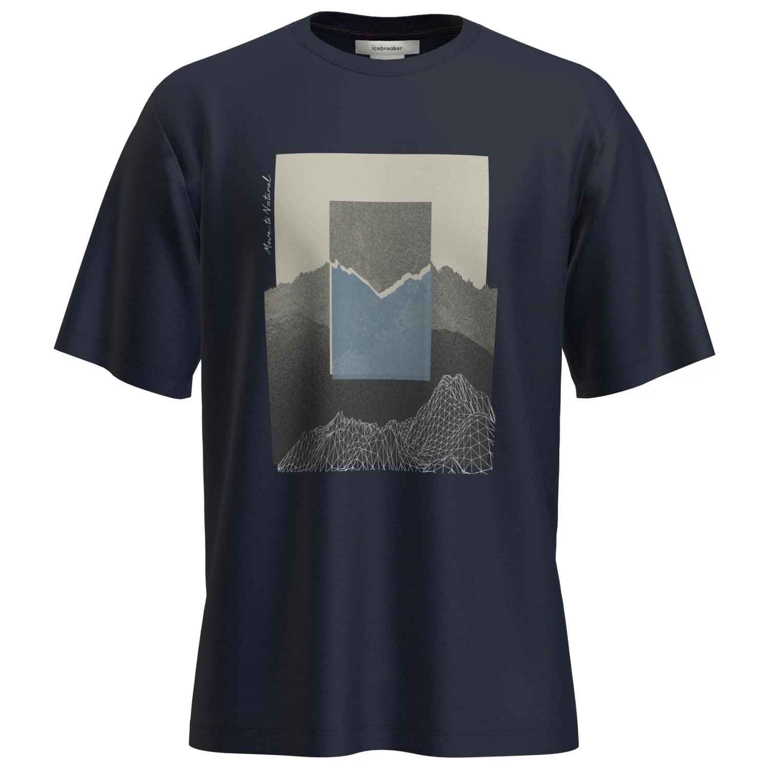 Мъжка мериносова блуза Icebreaker Merino 150 Tech Lite S/S Relaxed Mountain Shift Merino shirt - Midnight Navy