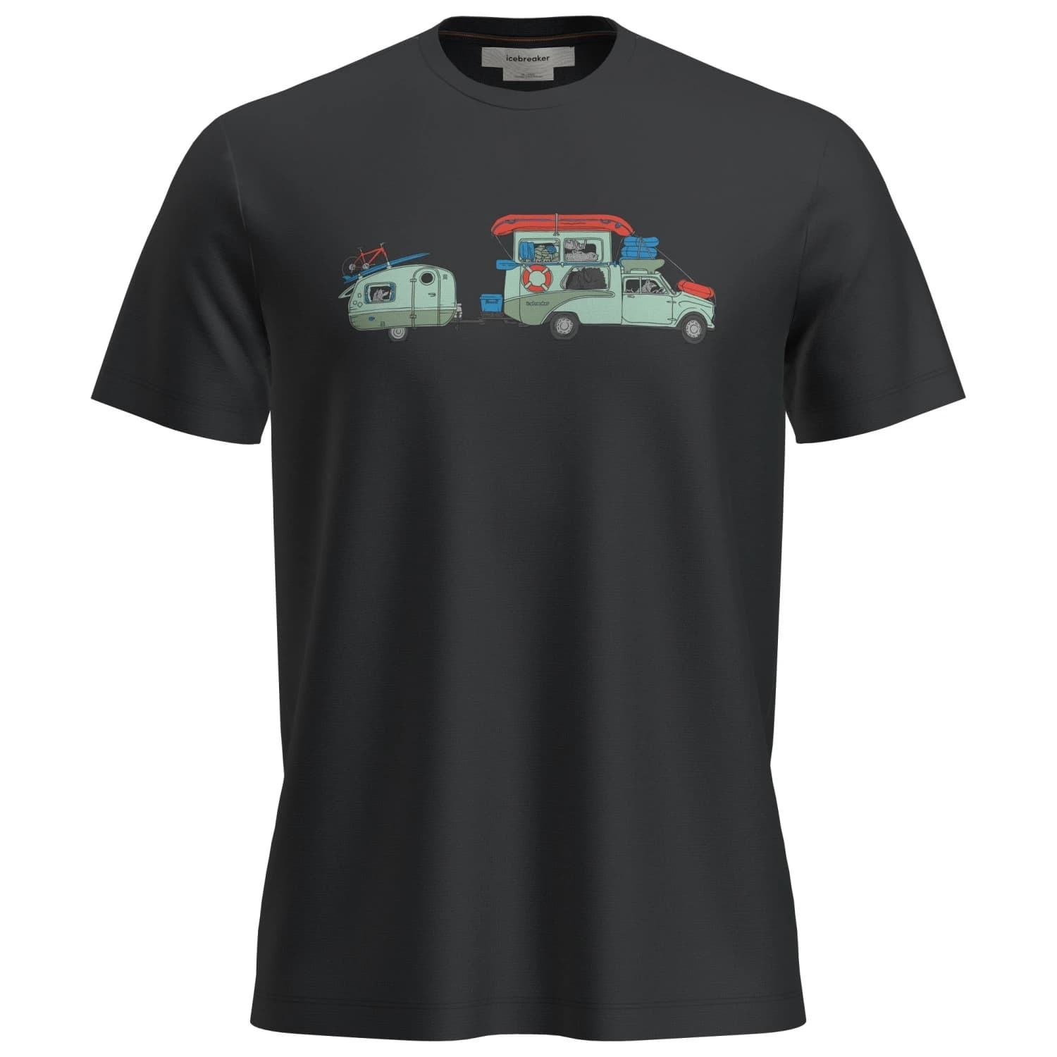 Мъжка мериносова блуза Icebreaker Merino 150 Tech Lite S/S Tee Transportage Merino shirt - Black