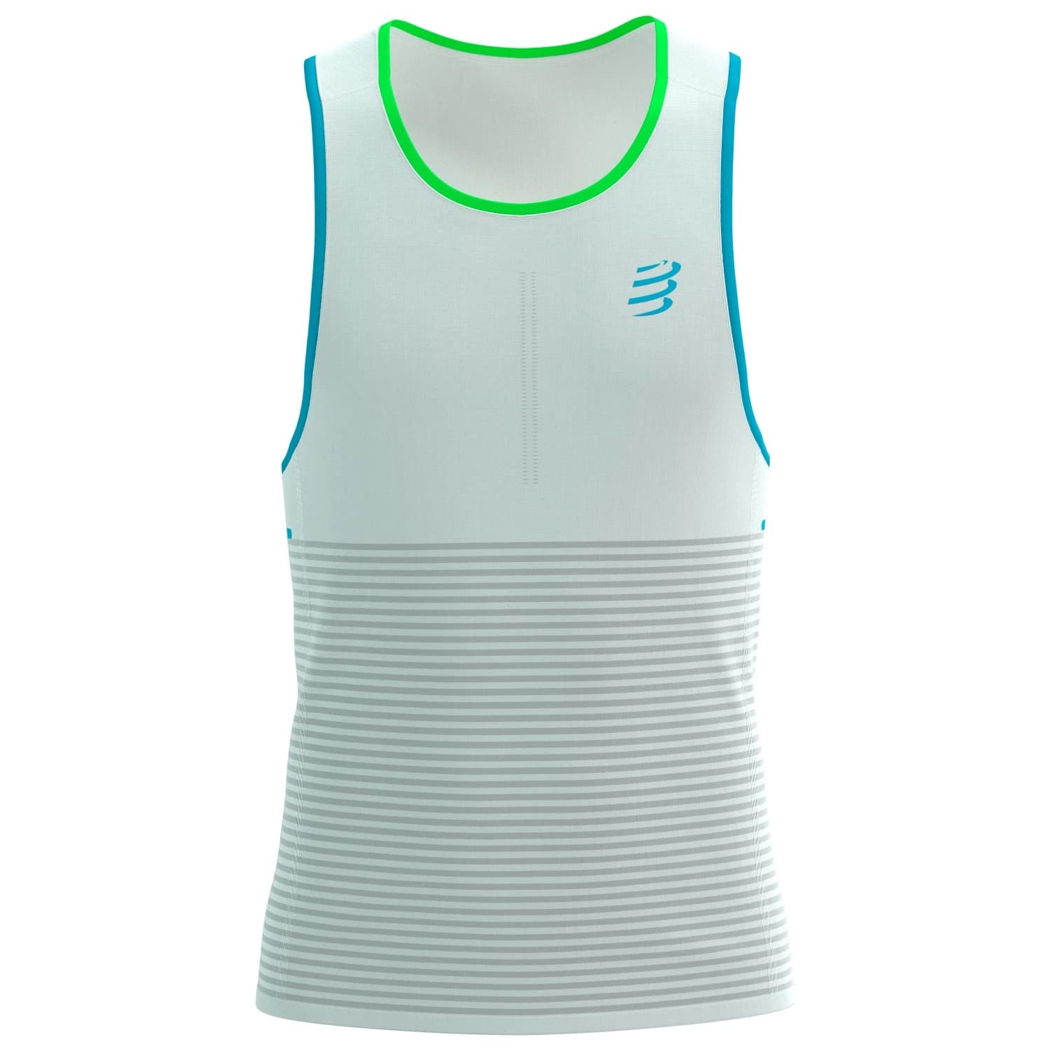 Мъжка тениска Compressport Pro Racing Singlet Running shirt - Star White / Norse Blue / Neon Green
