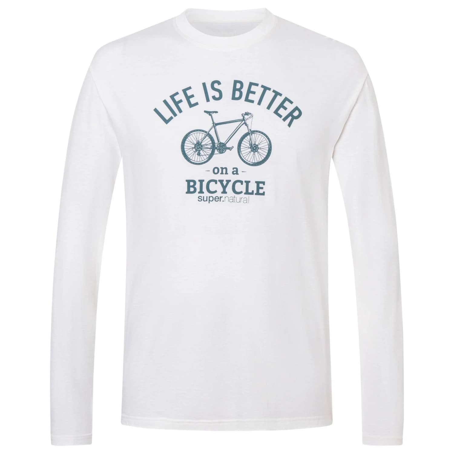 Мъжка блуза с дълъг ръкав super.natural Better Bike Bio C L/S Merino longsleeve - White / Stormy Weather