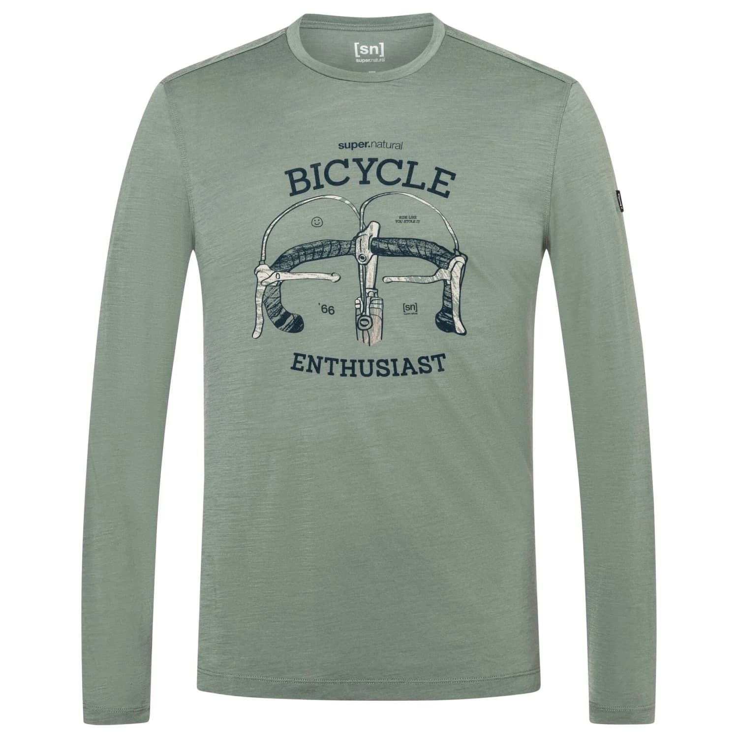 Мъжка блуза с дълъг ръкав super.natural Bike Enthusiast L/S Merino longsleeve - Eucalyptus / Various