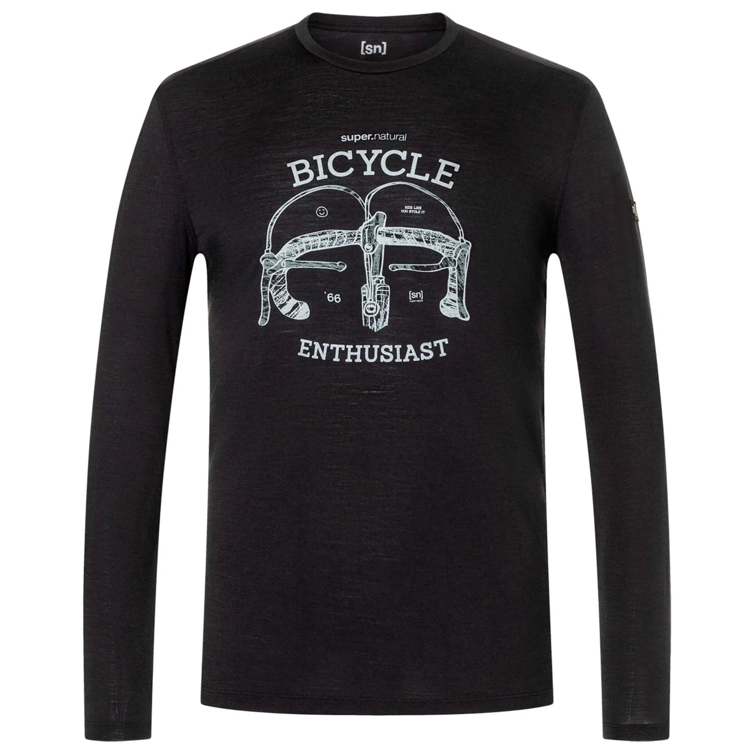 Мъжка блуза с дълъг ръкав super.natural Bike Enthusiast L/S Merino longsleeve - Jet Black / Various