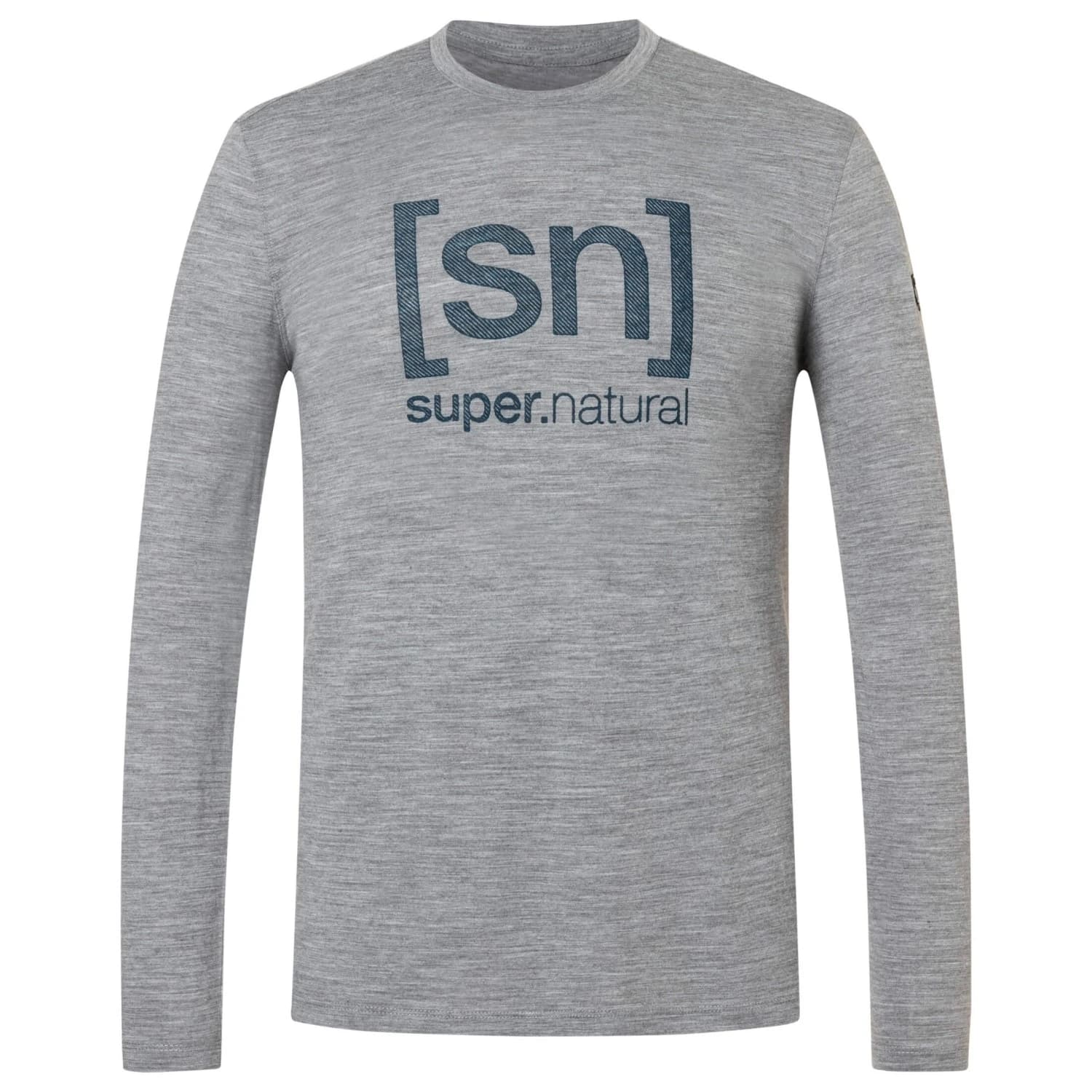 Блуза с дълъг ръкав super.natural Denilogo SN L/S Merino longsleeve - Cashmere Grey Melange / Blueberry