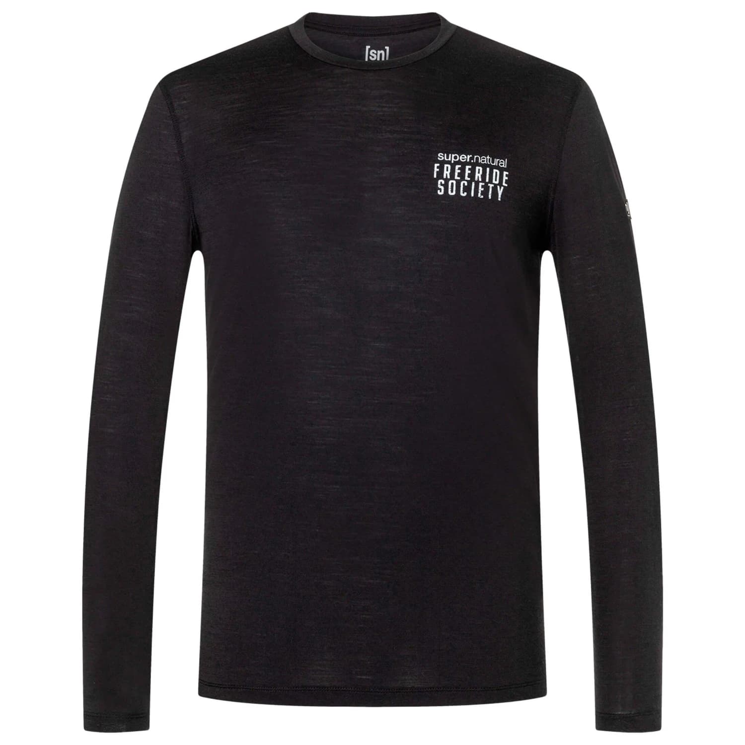 Блуза с дълъг ръкав super.natural Freeride Society L/S Merino longsleeve - Jet Black / Various