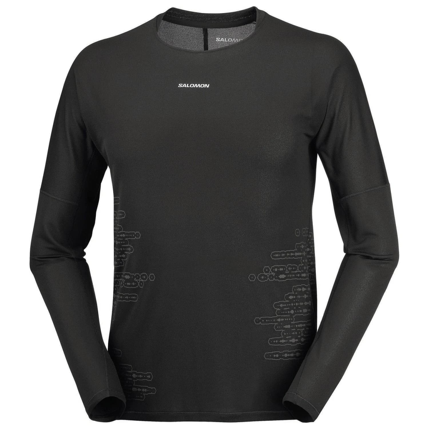 Мъжка тениска Salomon Sense Aero Long Sleeve Tee GFX Running shirt - Deep Black / Black Beauty