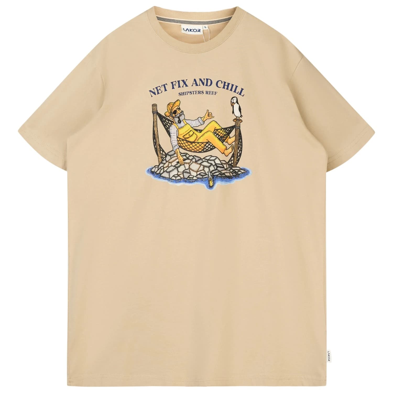 Мъжка тениска LAKOR Net Fix And Chill T-Shirt - White Pepper