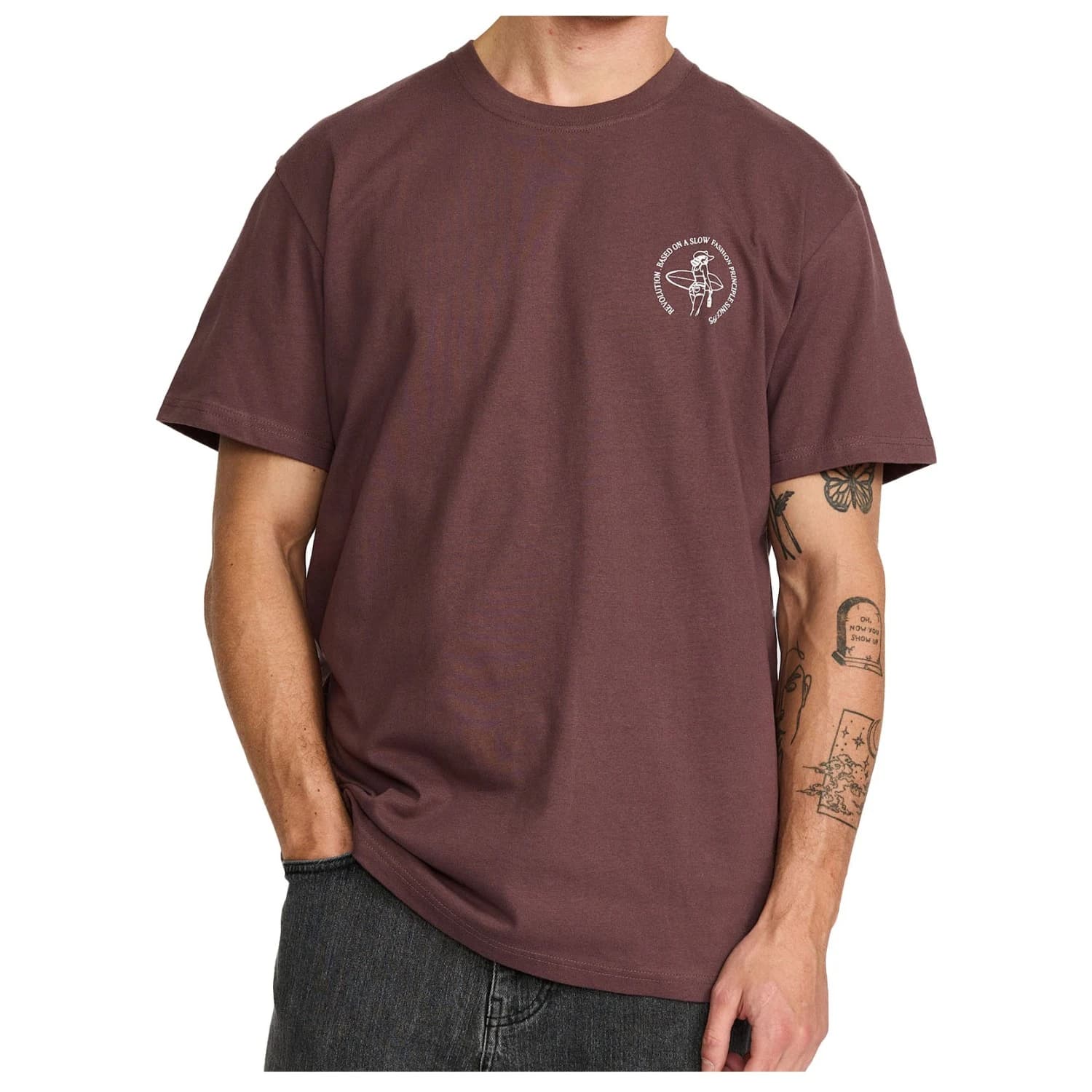Мъжка тениска Revolution Printed T-Shirt 1458 COW T-shirt - Dustpurple