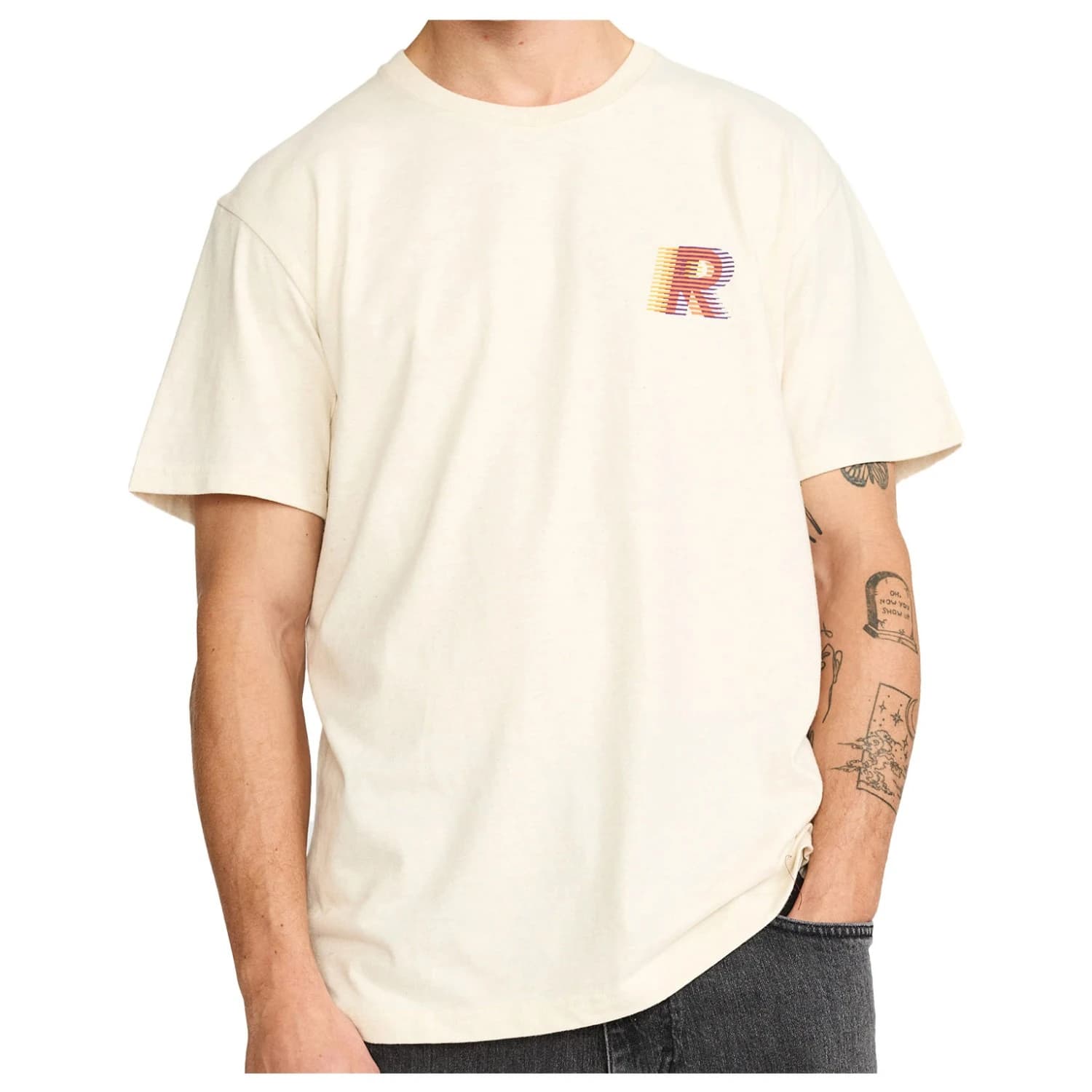 Мъжка тениска Revolution Printed T-Shirt 1459 LIN T-shirt - Offwhite / Melange