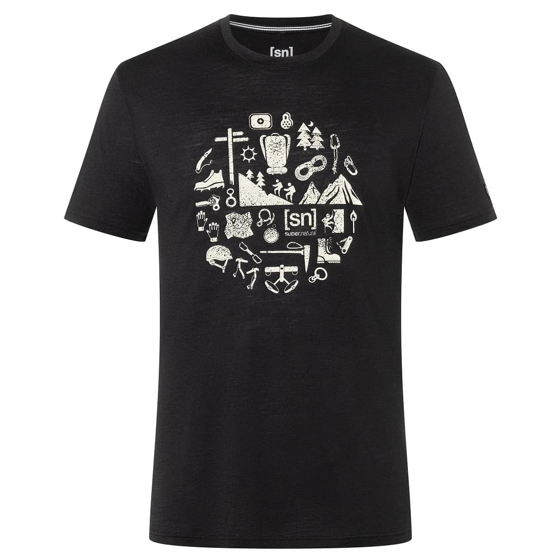 Мъжка мериносова блуза super.natural Well Equipped Tee Merino shirt - Jet Black / Semolina