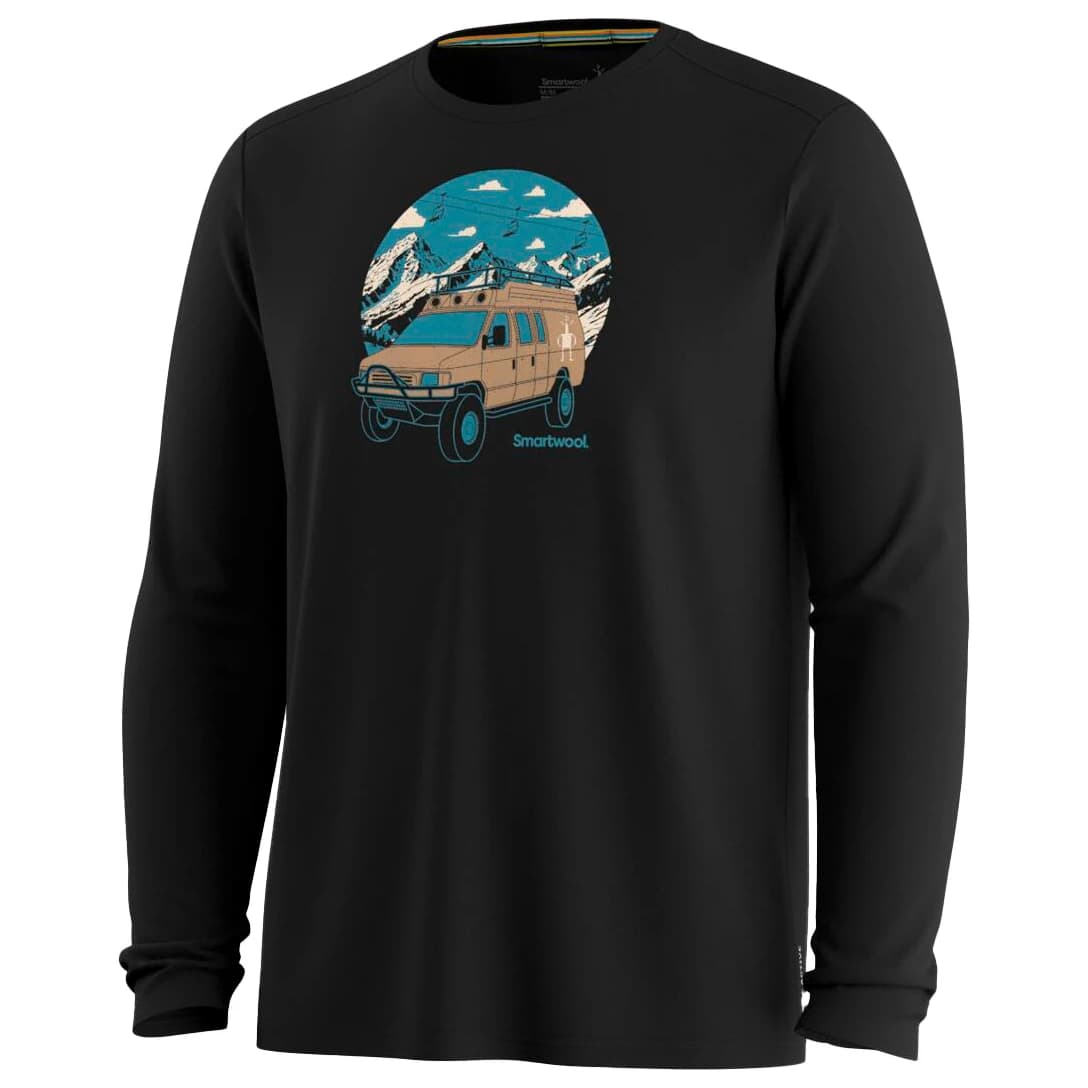 Мъжка мериносова блуза Smartwool First Chair Pursuit Active Long Sleeve Graphic Tee Merino longsleeve - Black