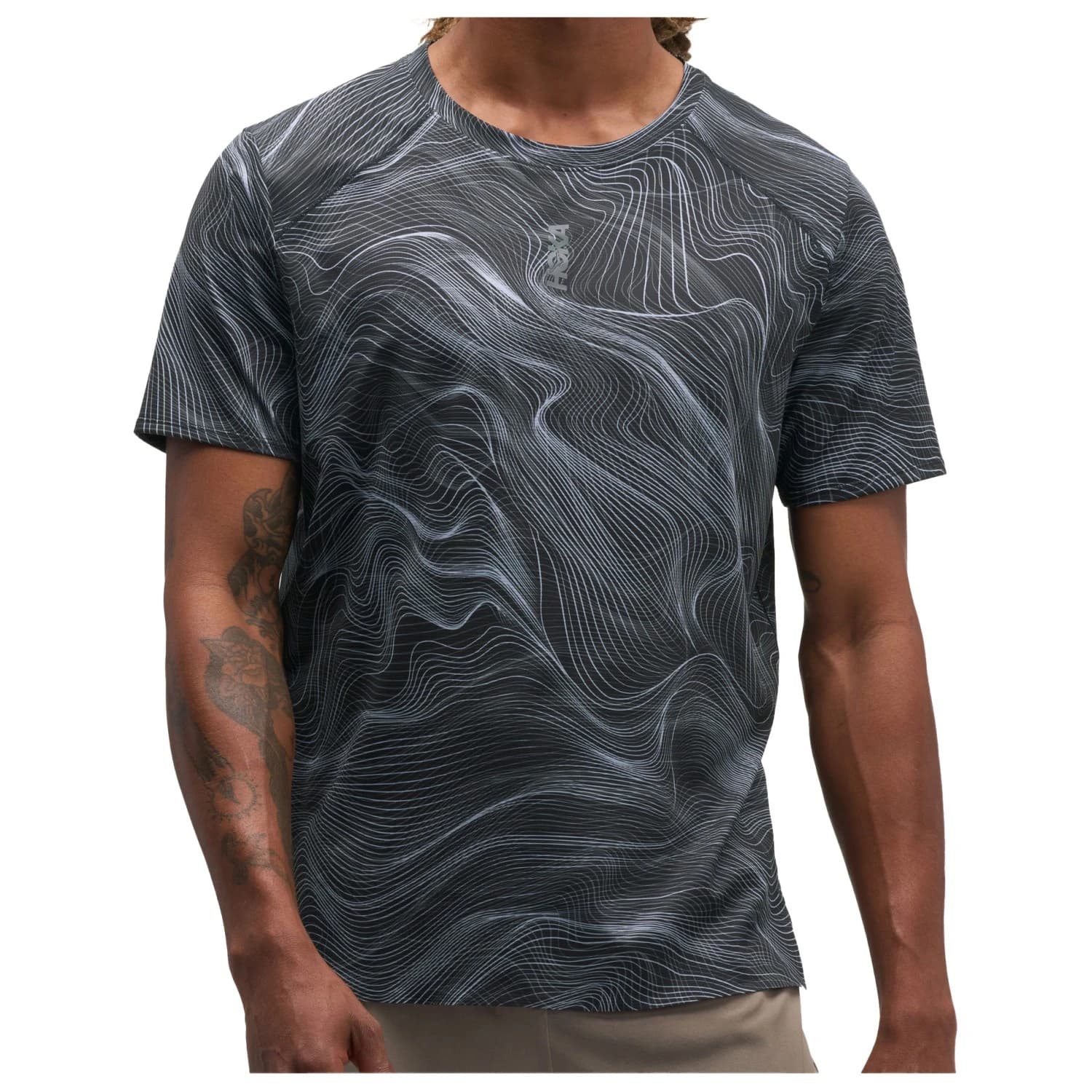 Мъжка тениска Hoka Everyrun S/S CLF PRT Running shirt - Black / White PRT