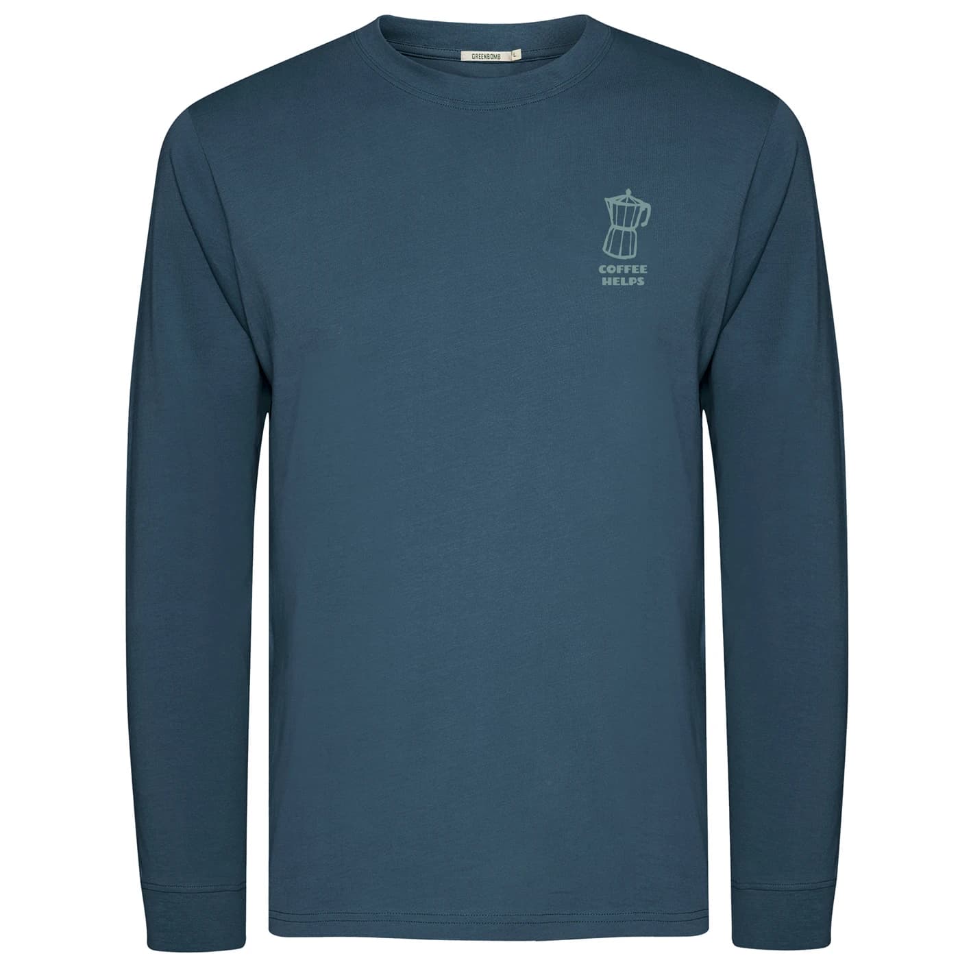 Мъжка блуза с дълъг ръкав GreenBomb Espresso Crisp Longsleeve - Blue Pine