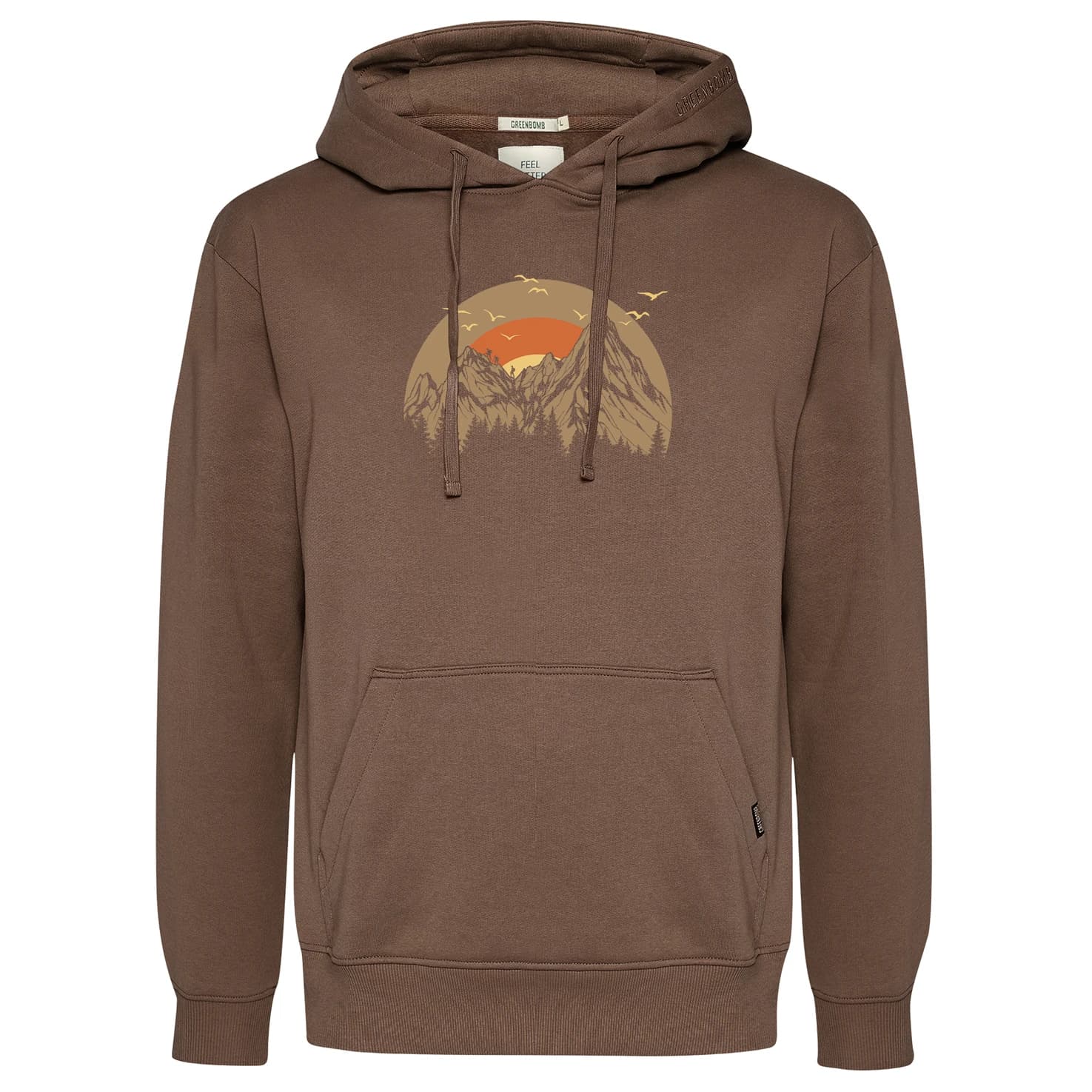 Мъжка блуза с дълъг ръкав GreenBomb Peak Circle Joy Hoodie - Earth Wood