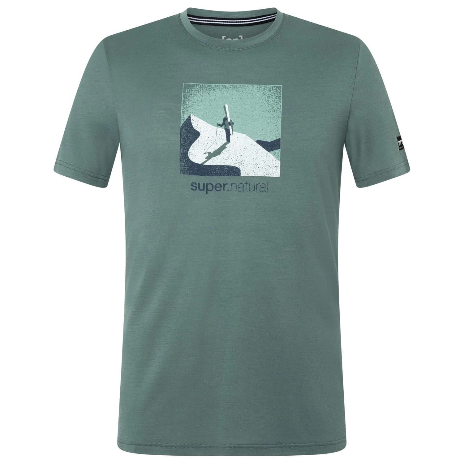 Мериносова блуза super.natural Almost Done Tee Merino shirt - Balsam Green / Various