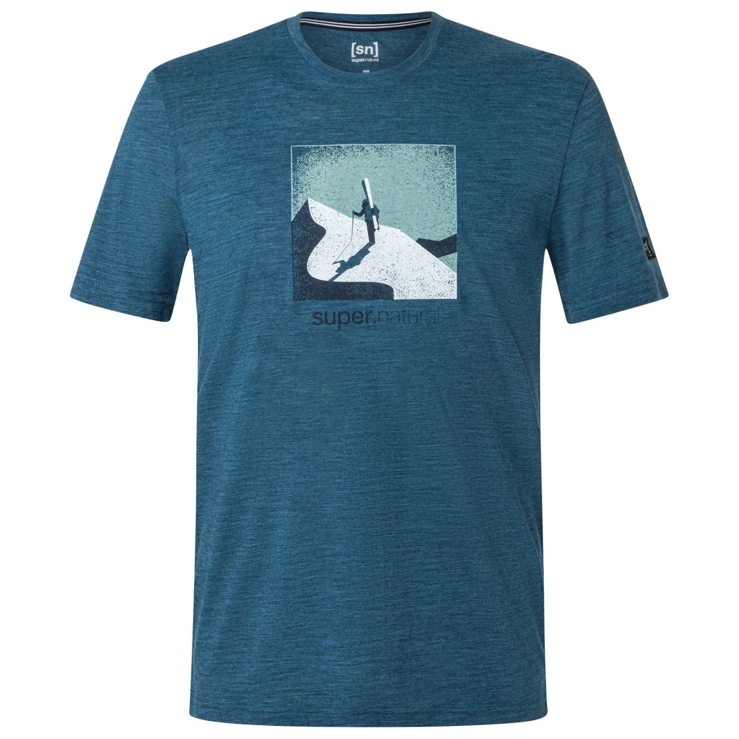 Мериносова блуза super.natural Almost Done Tee Merino shirt - Deep Sea Melange / Various