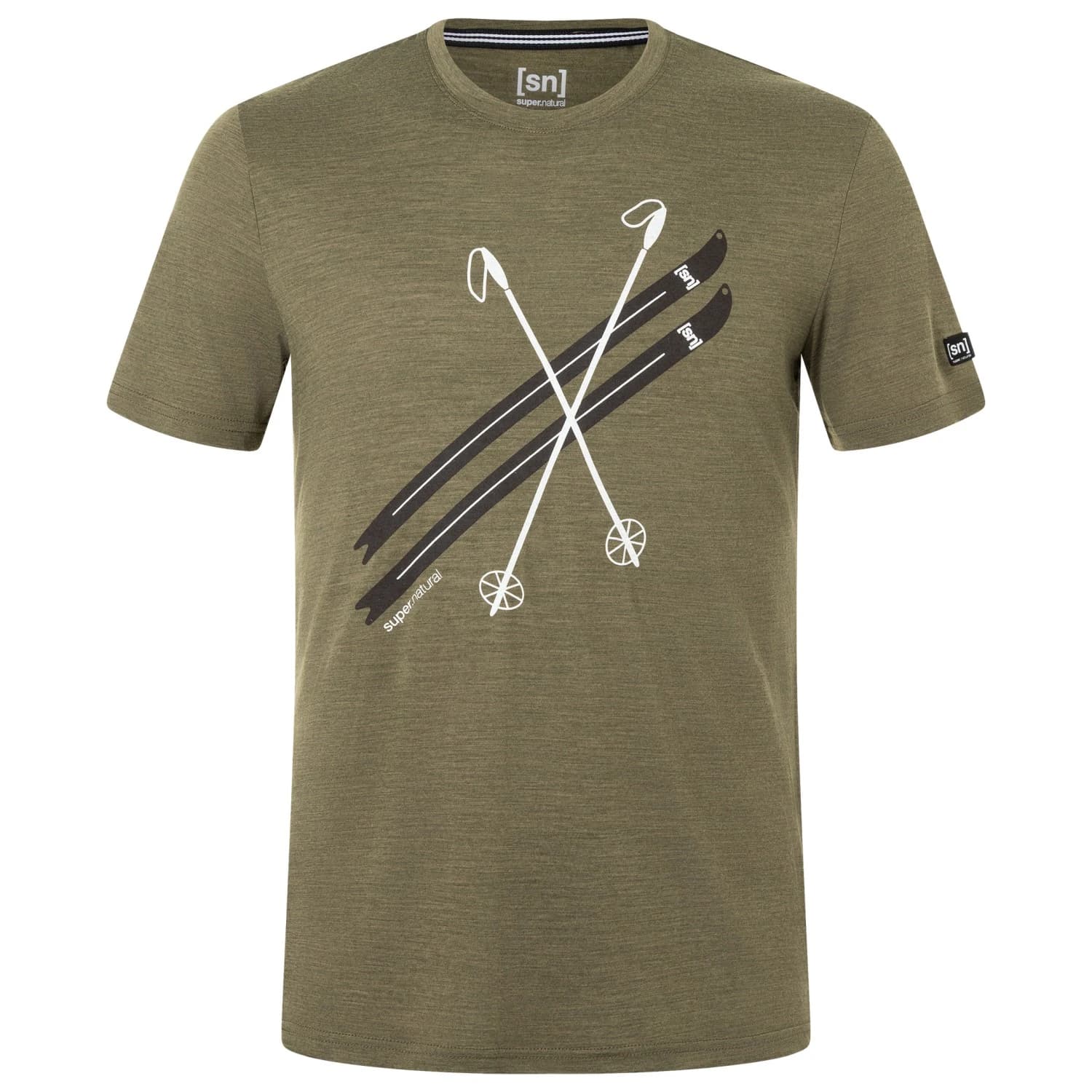 Мериносова блуза super.natural Kryssede Ski Tee Merino shirt - Olive Night Melange / Various