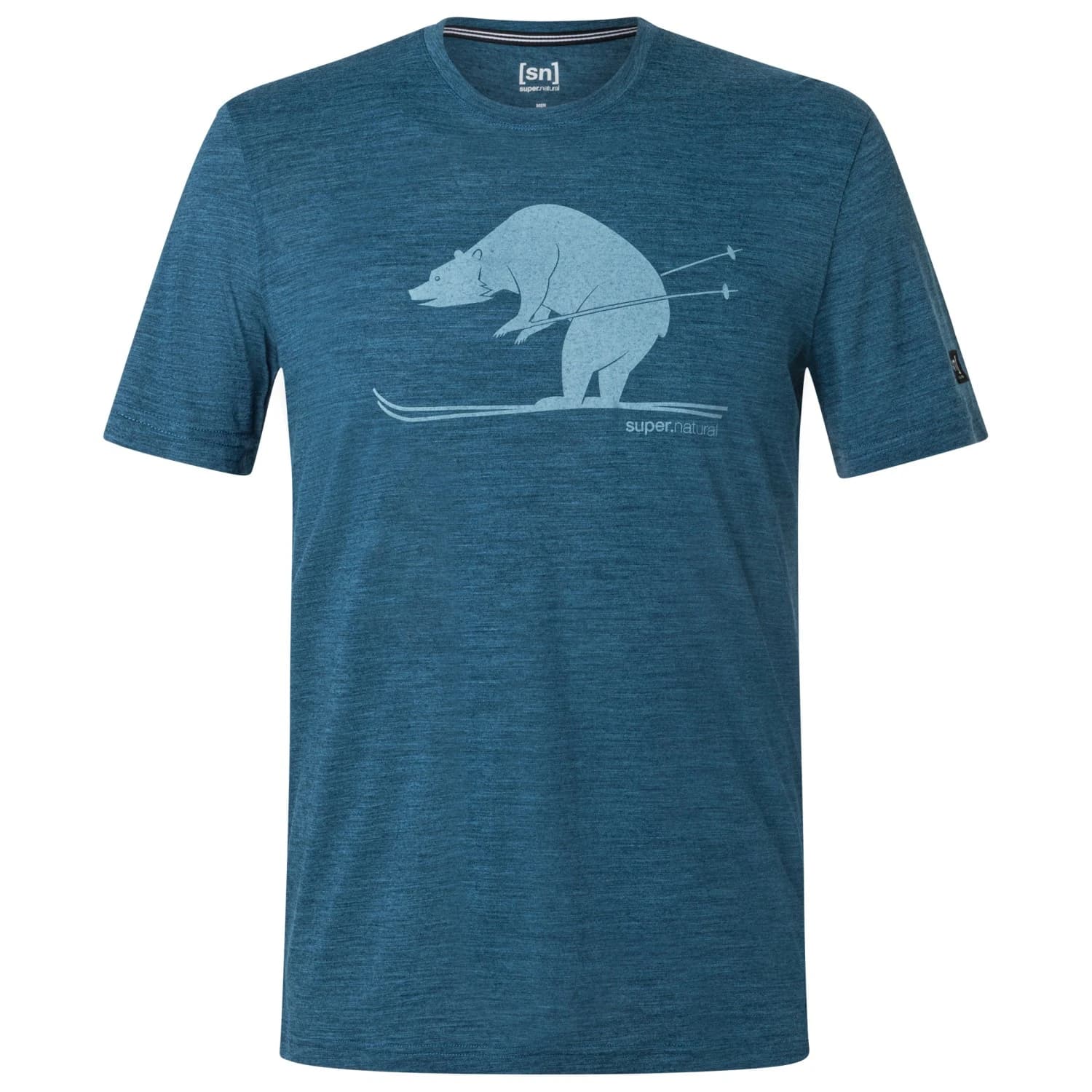 Мериносова блуза super.natural Ski Karl Tee Merino shirt - Deep Sea Melange / Citadel Blue