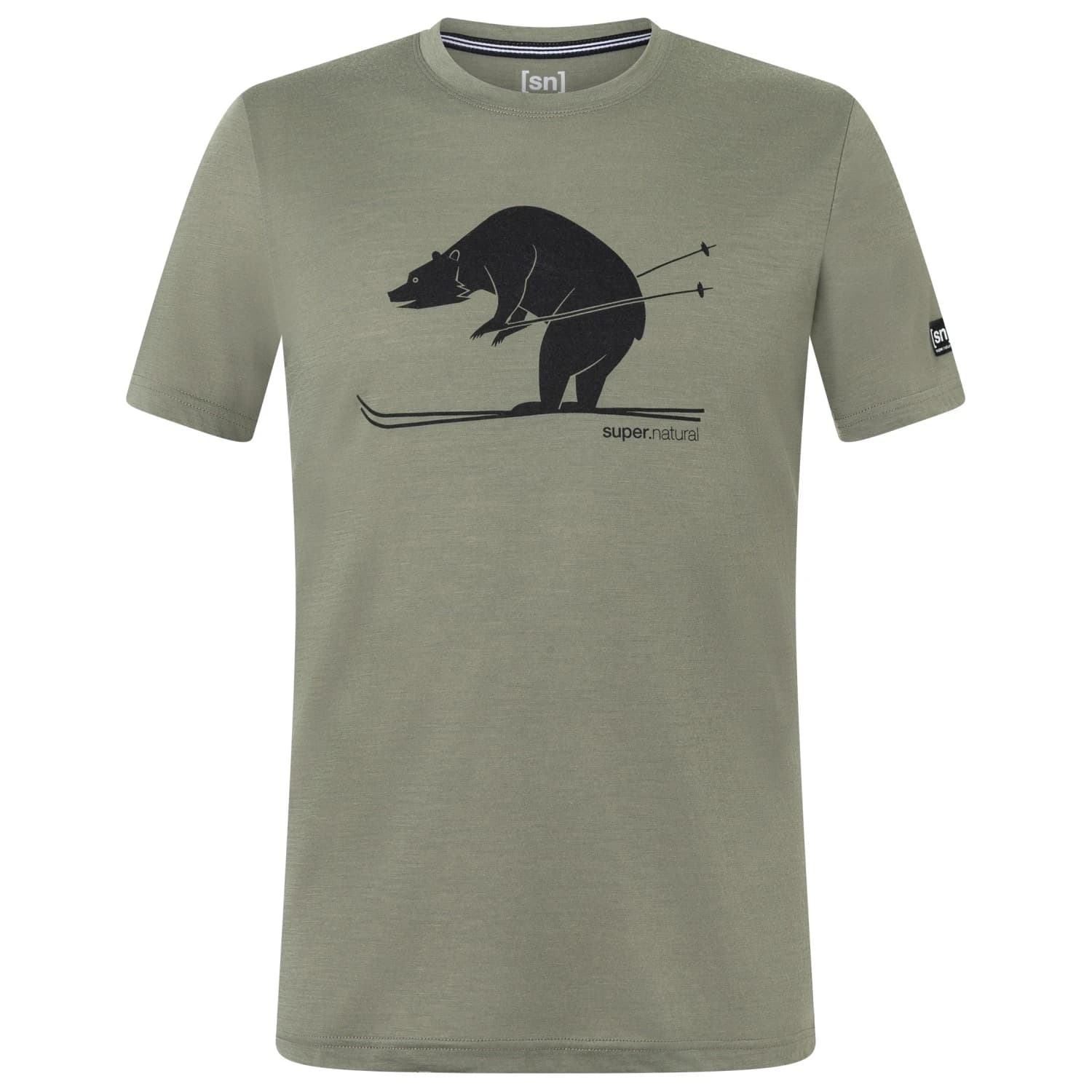 Мериносова блуза super.natural Ski Karl Tee Merino shirt - Tea Leaf / Jet Black