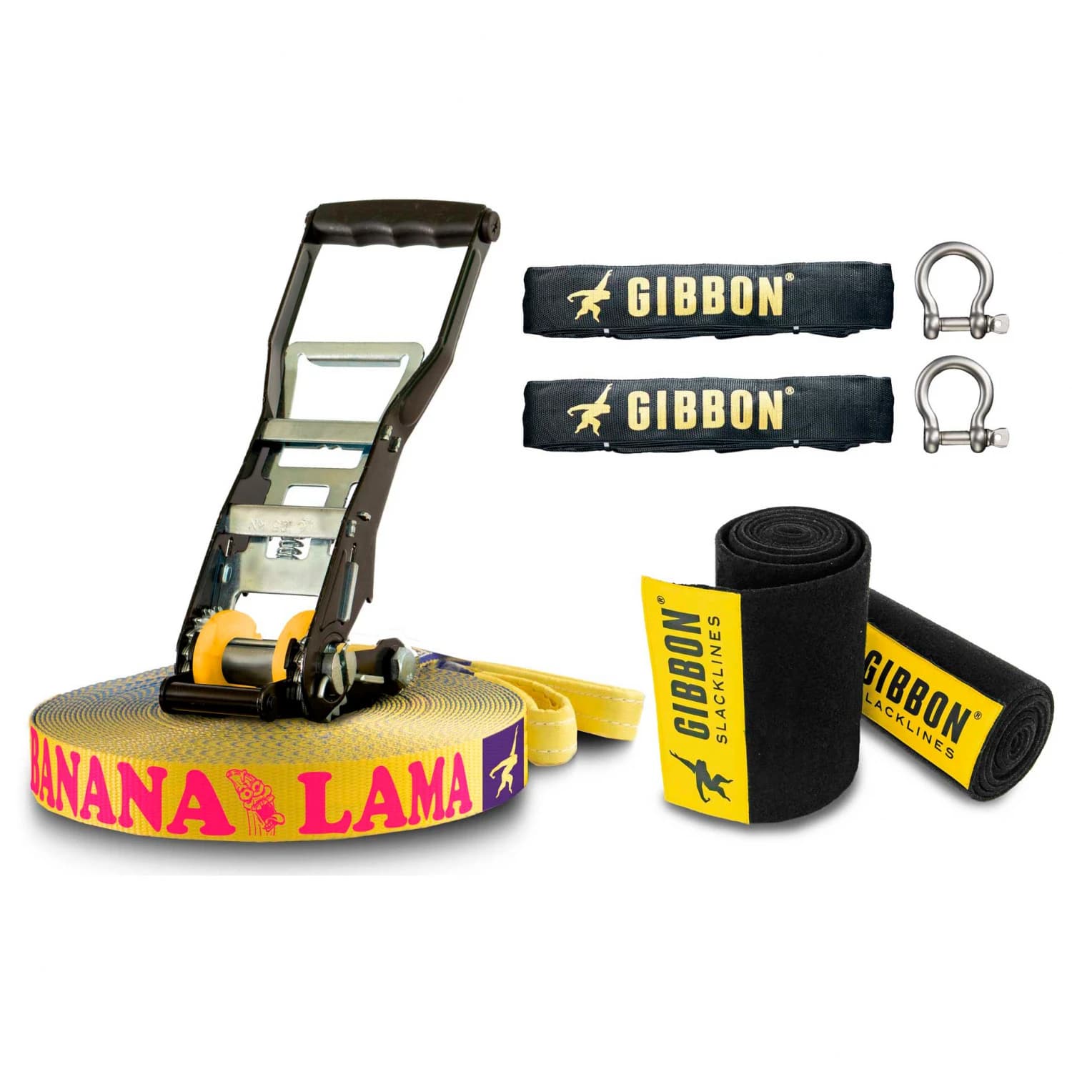 Slackline комплект Gibbon slacklines Bananalama XL Treewear Set Slacklining - Blue / Yellow