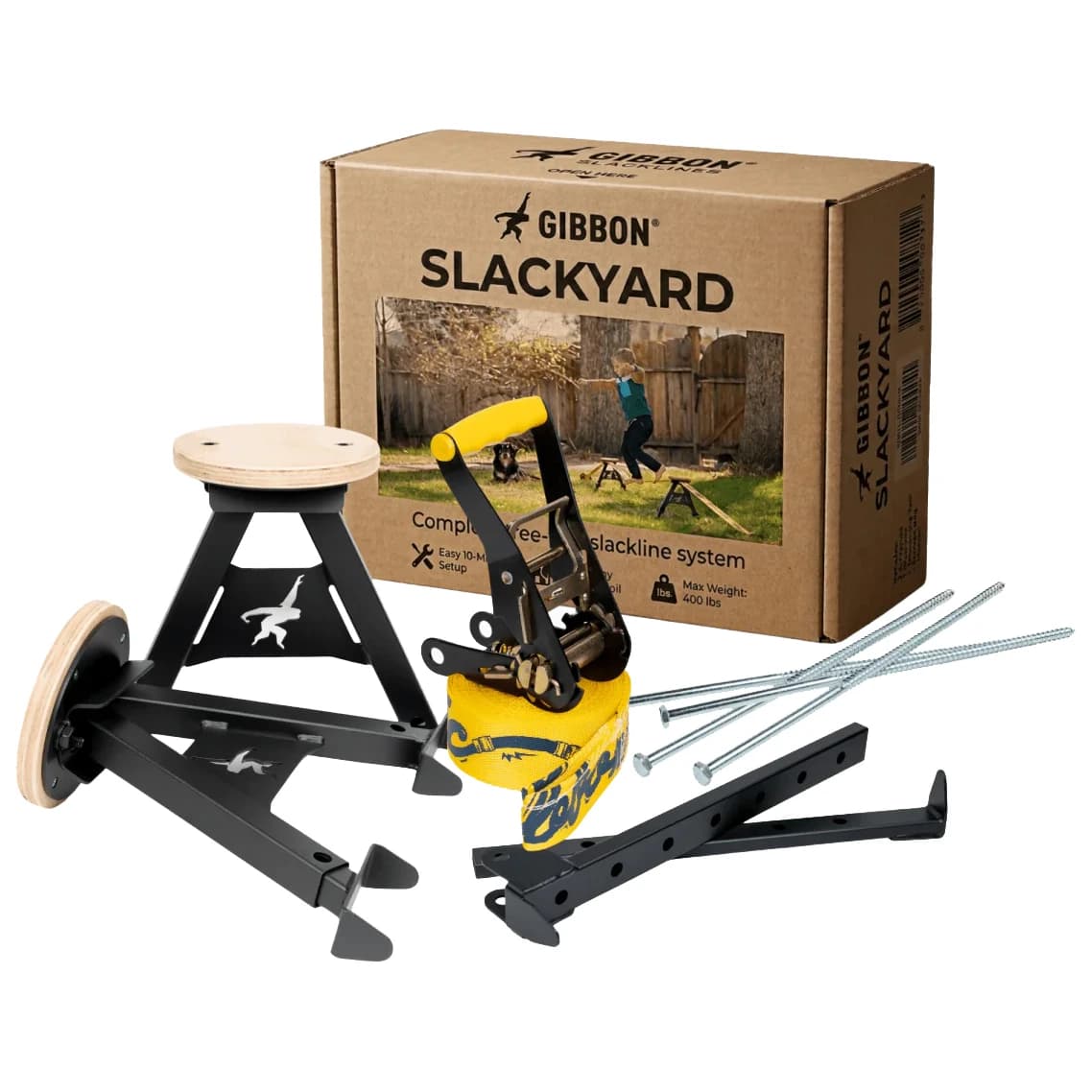 Slackline комплект Gibbon slacklines Slackyard Slacklining - Black / Yellow