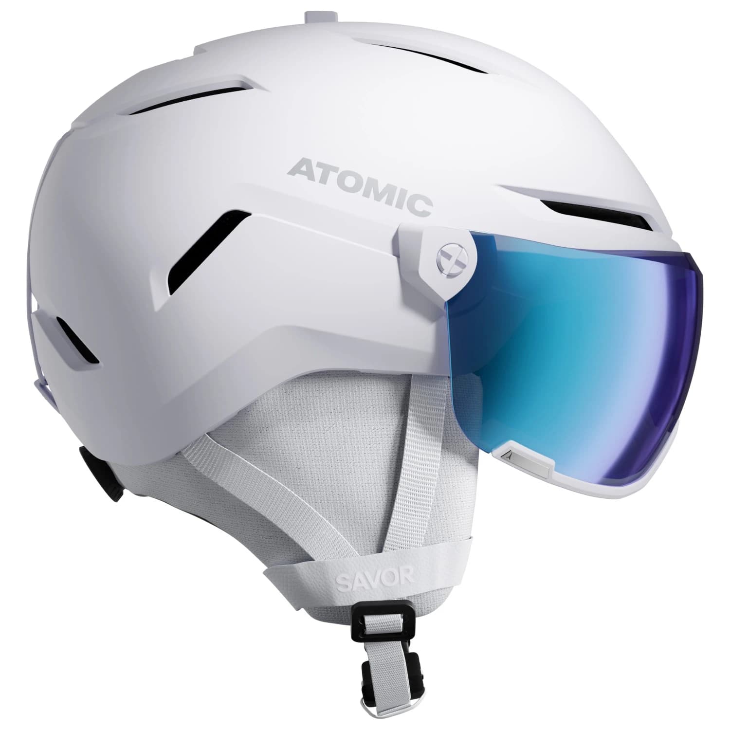 Ски каска Atomic Savor Visor Stereo S2 Ski helmet - White Heather / Blue Stereo