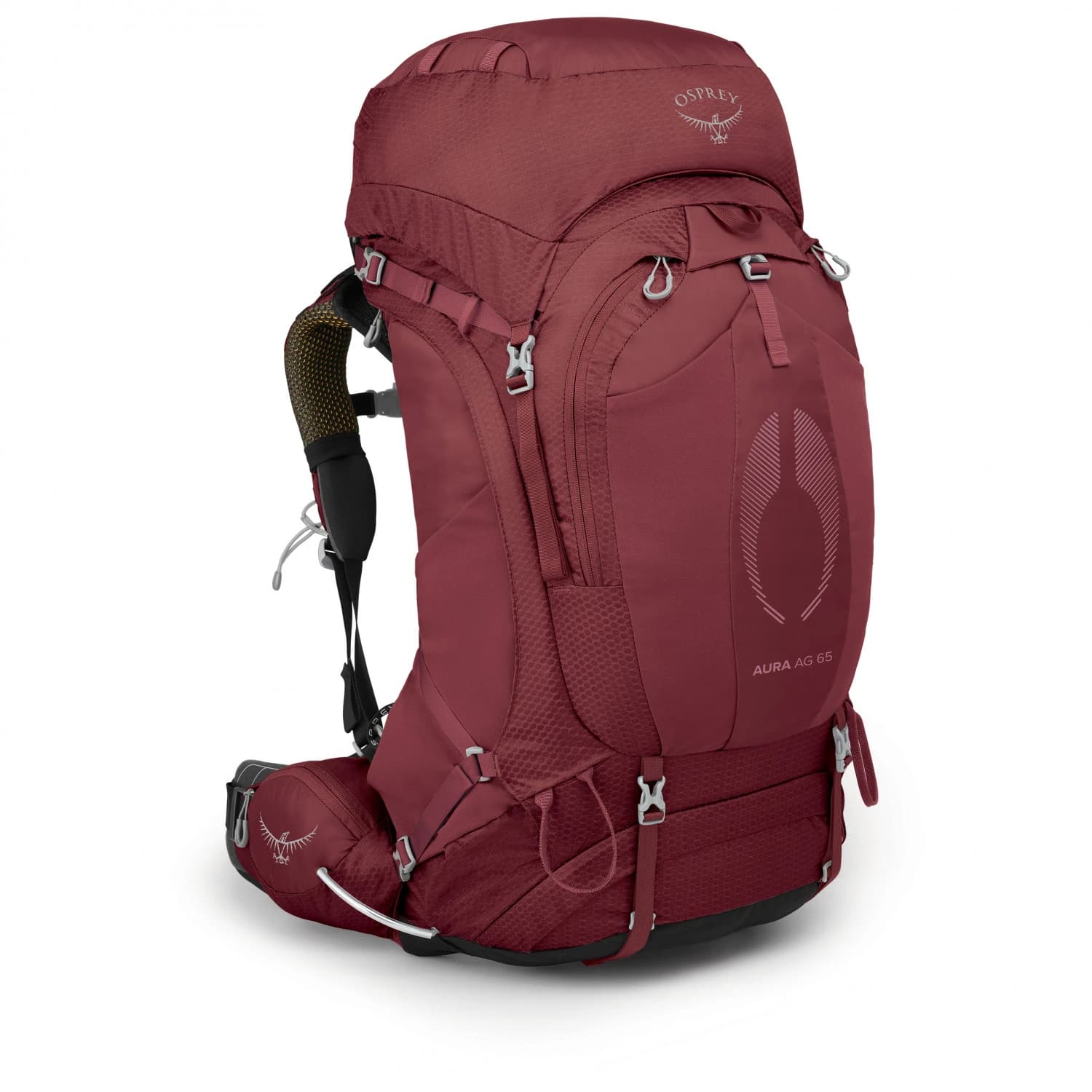 Дамска трекинг раница Osprey Women's Aura AG 65 Walking backpack - Berry Sorbet Red