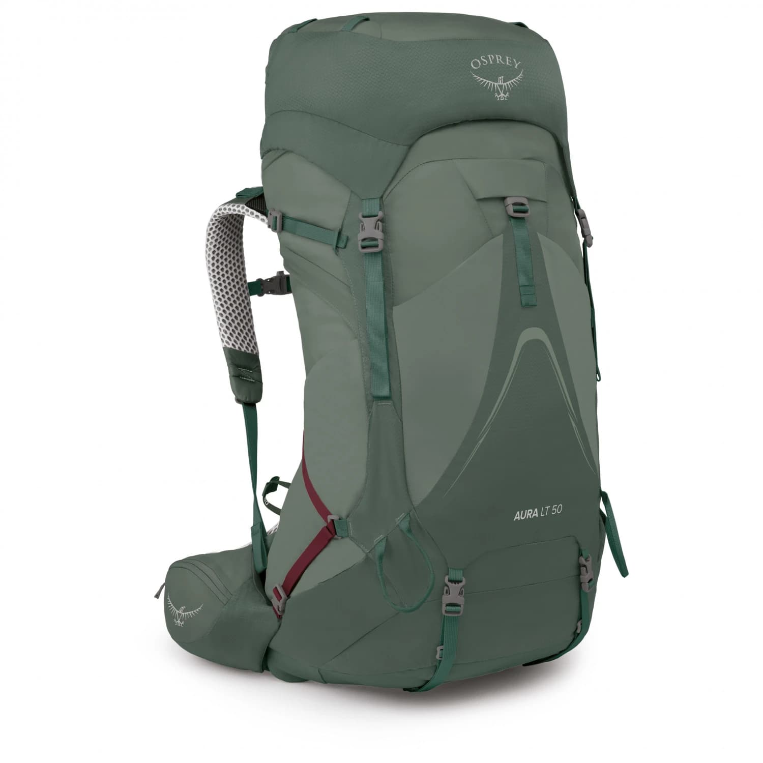 Дамска трекинг раница Osprey Women's Aura AG LT 50 Walking backpack - Koseret / Darjeeling Spring Green