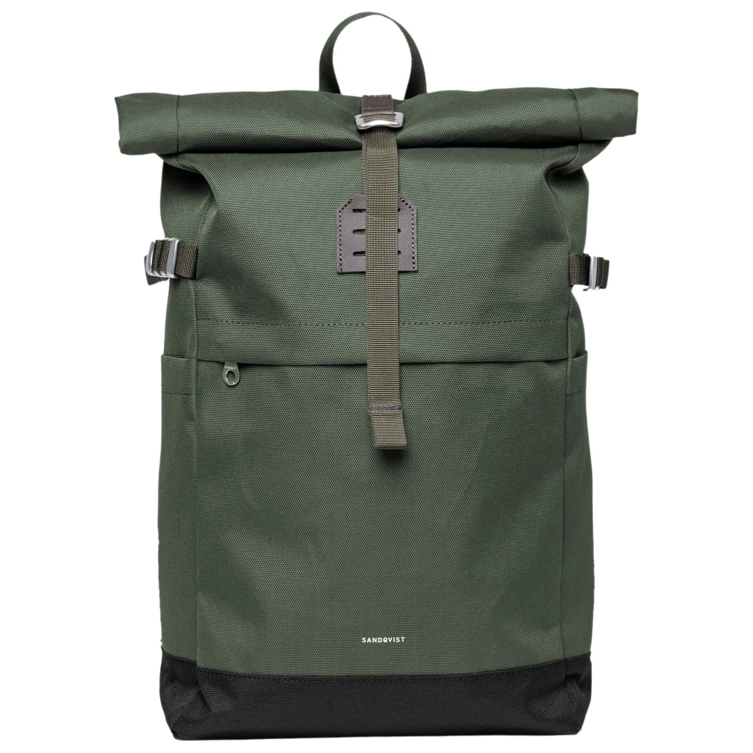 Дневна раница Sandqvist Icon Rolltop Backpack 23 Daypack - Dawn Green with Dark Brown Leather