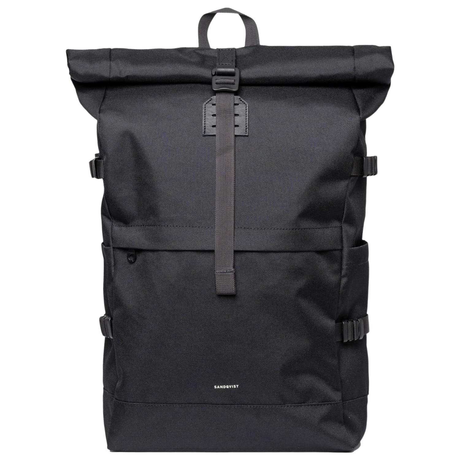 Дневна раница Sandqvist Icon Rolltop Backpack 26 Daypack - Black with Black Leather