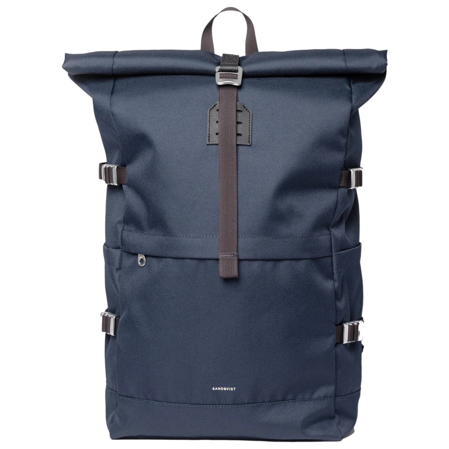 Дневна раница Sandqvist Icon Rolltop Backpack 26 Daypack - Navy with Black Leather