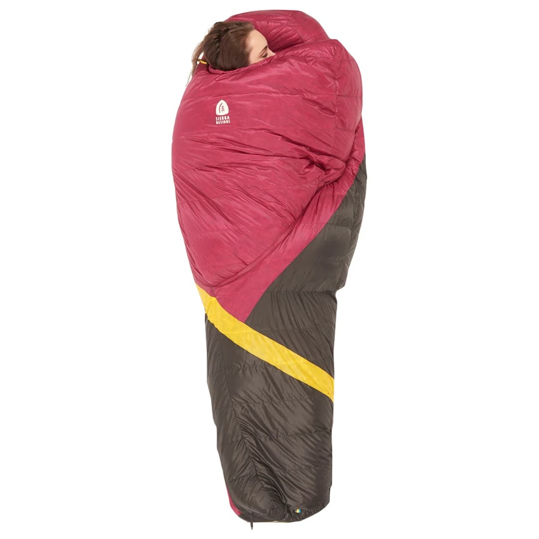 Дамски пухен спален чувал Sierra designs Women's Cloud 20 / 800 DriDown Down sleeping bag - Sangria / Yellow / Peat