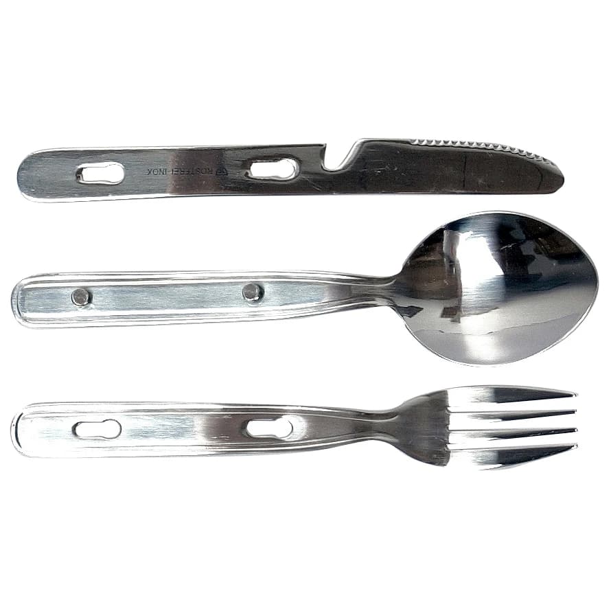 Комплект прибори Basic nature Biwak Hiking Besteck Cutlery set - Silver