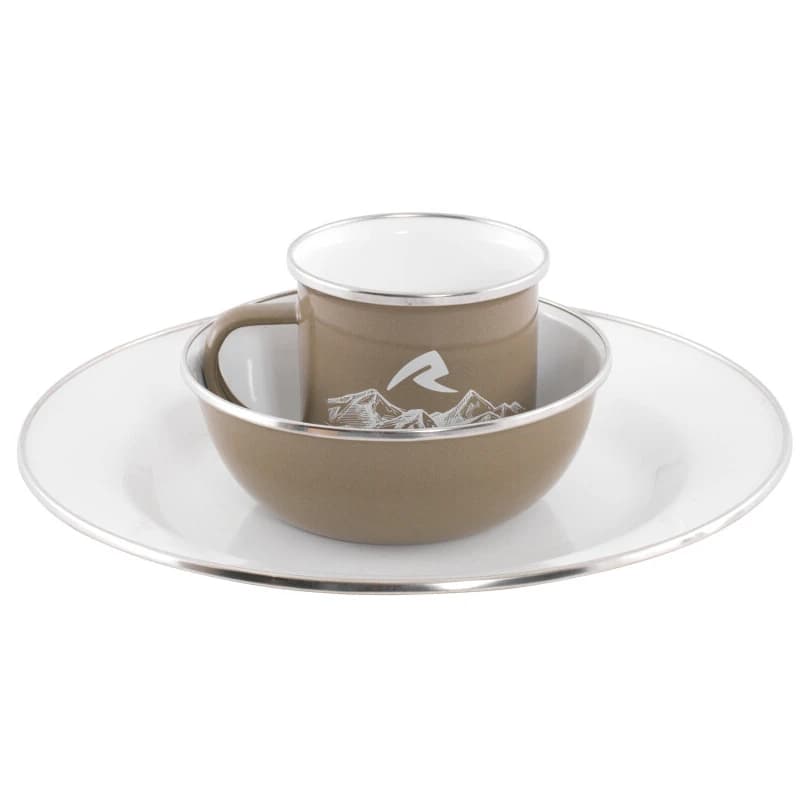 Комплект съдове Robens Tongass Single Emaille-Set Set of dishes - Khaki