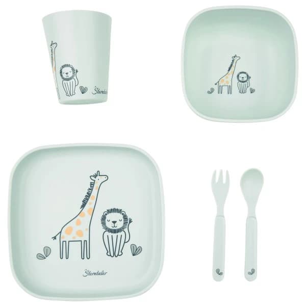 Детски комплект съдове Sterntaler Kid's Geschirrset Rechteckig Set of dishes - Blassgrün / Safari