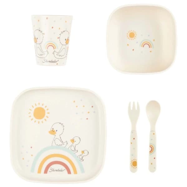 Детски комплект съдове Sterntaler Kid's Geschirrset Rechteckig Set of dishes - Ecru