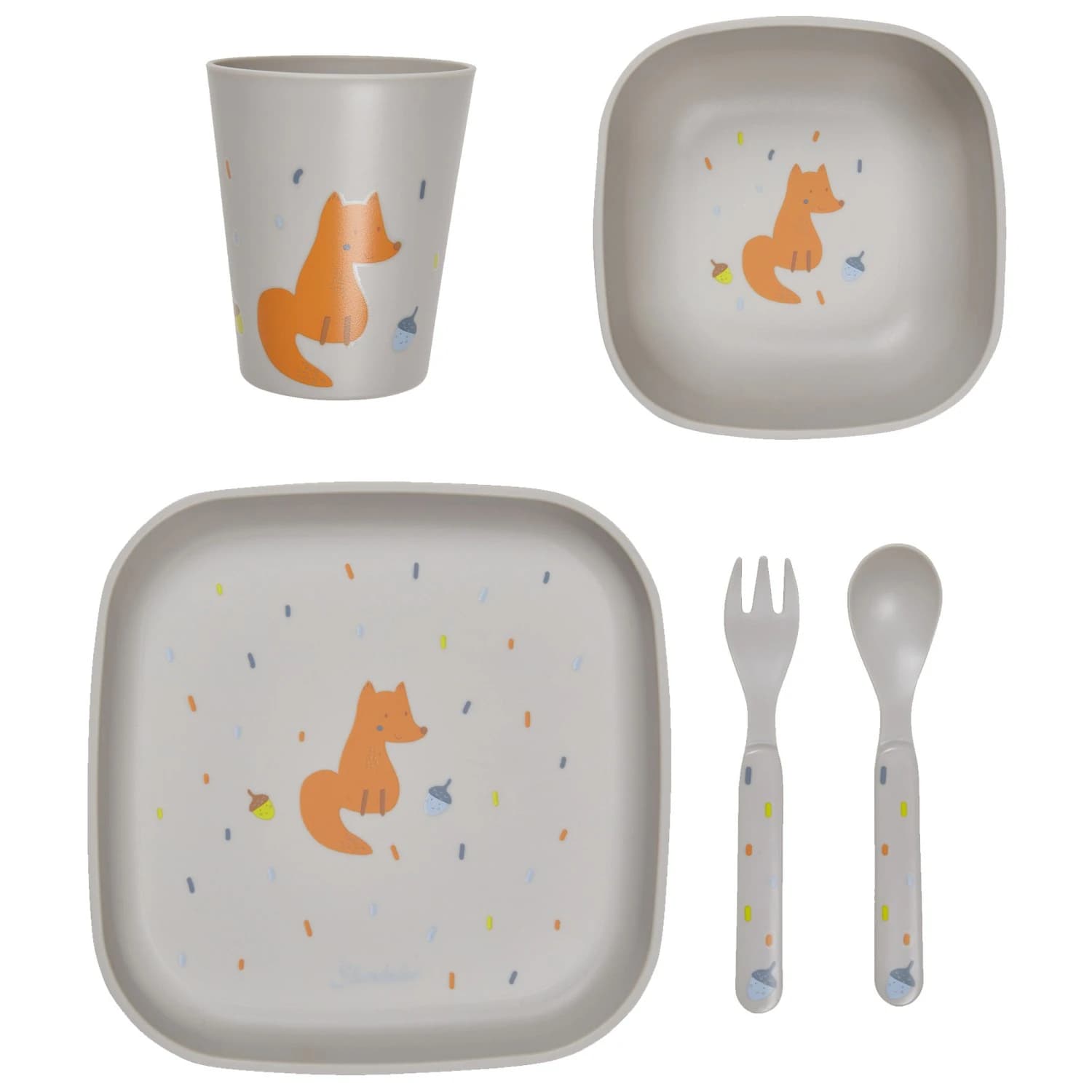 Детски комплект съдове Sterntaler Kid's Geschirrset Rechteckig Set of dishes - Lichtgrau