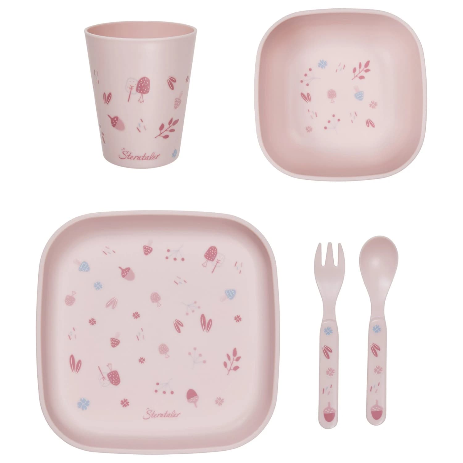 Детски комплект съдове Sterntaler Kid's Geschirrset Rechteckig Set of dishes - Quarzrosa / Hanni