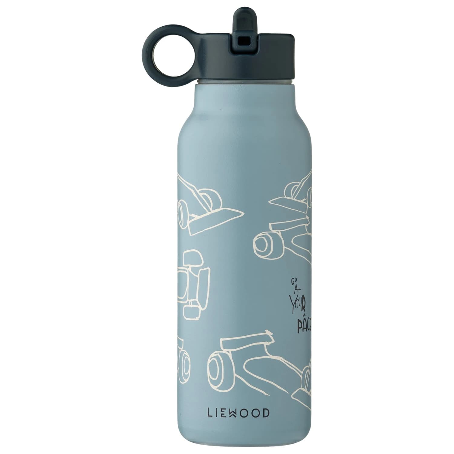 Детска термо бутилка Liewood Kid's Falk Water Bottle 350 Insulated bottle - Race Cars / Beach Blue