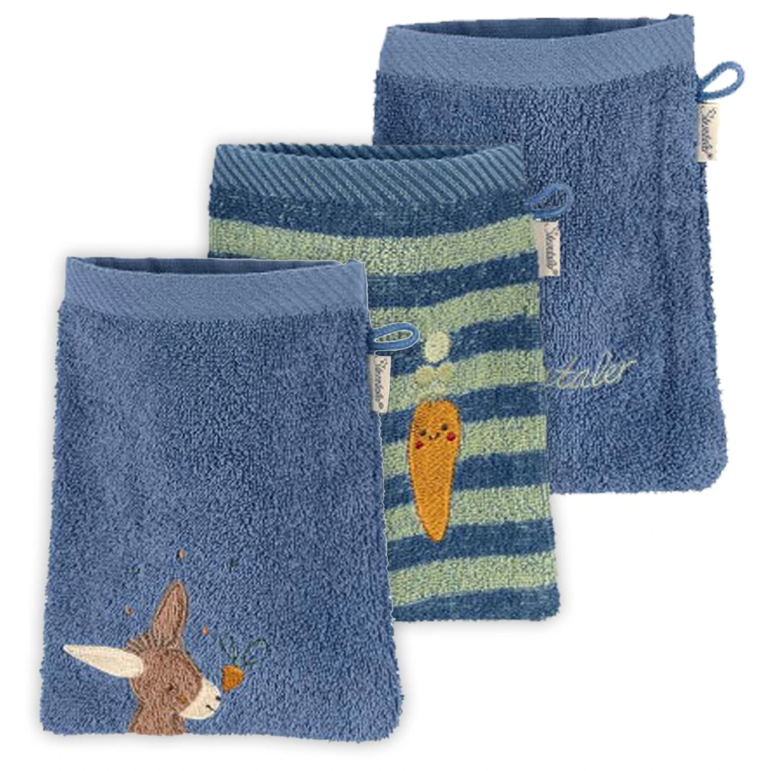 Детска плажна кърпа Sterntaler Kid's Waschlappen 3-Pack Beach towel - Mittelblau / Emmilius