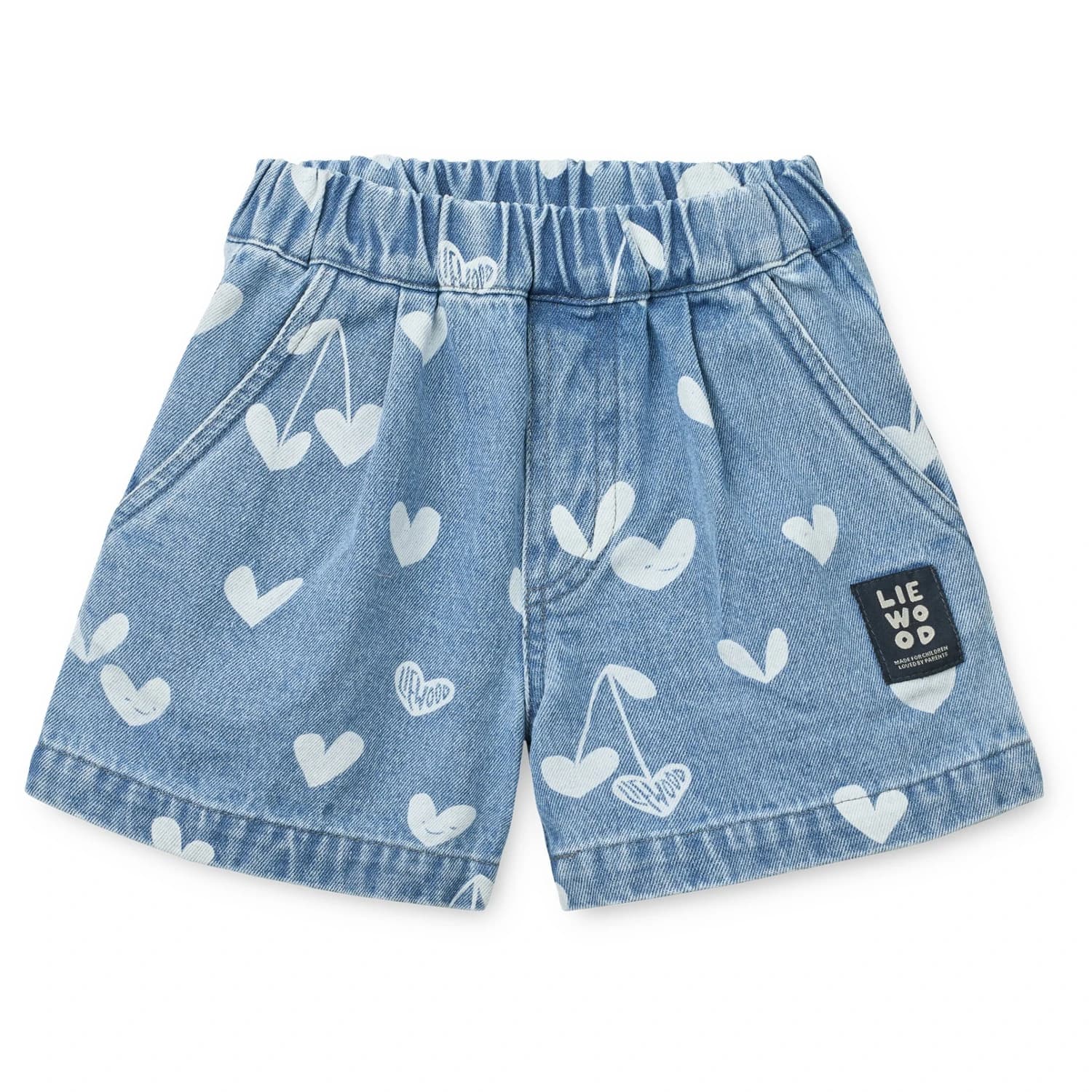 Детски къси панталони LIEWOOD Kid's Borrisa Printed Denim Shorts - Sweethearts / Light Blue Denim