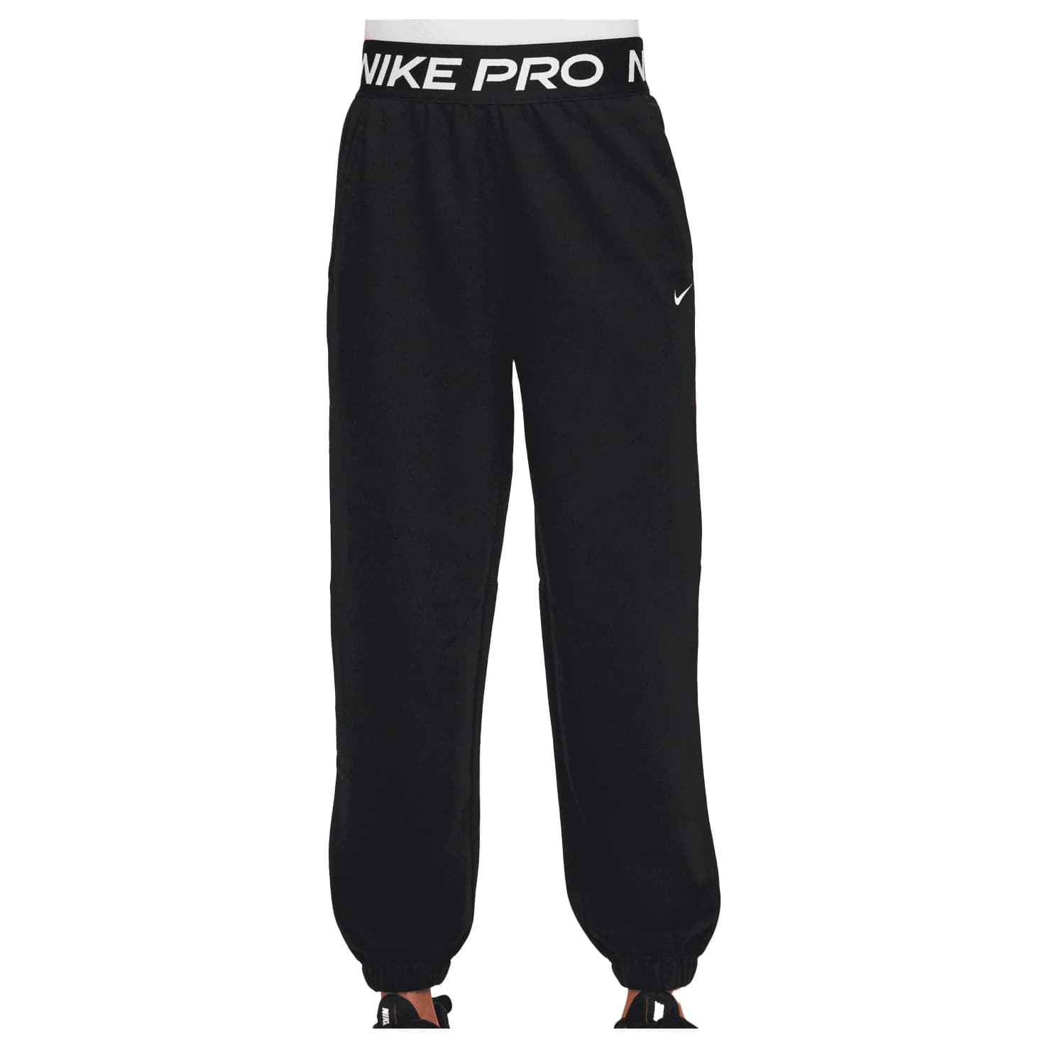 Анцунг долнище Nike Girl's Pro Dri-Fit Fleece Jogger Tracksuit trousers - Black / Black / Black / White
