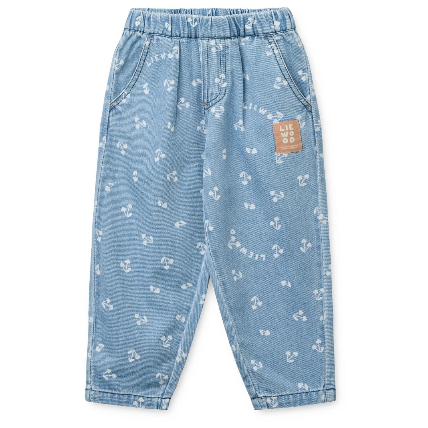 Детски дънки LIEWOOD Kid's Borris Printed Light Denim Jeans - Cherry Heart Sandy / Denim