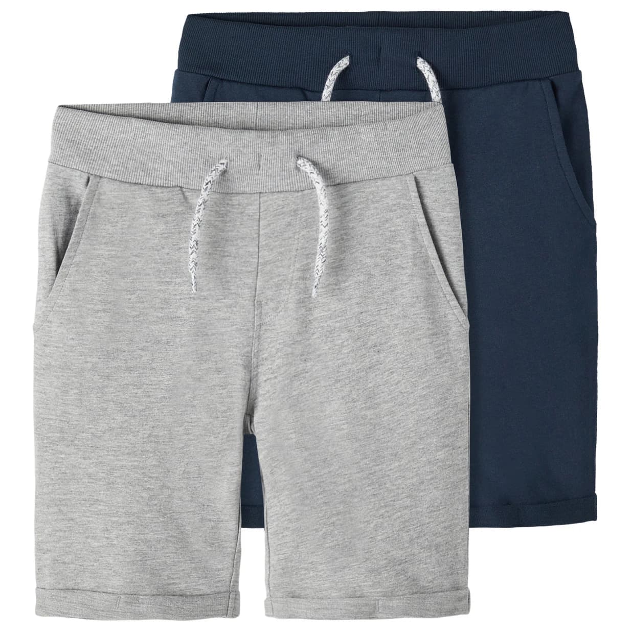 Детски къси панталони Name it Kid's Vermo Long Shorts 2-Pack Shorts - Grey Melange / Dark Sapphire