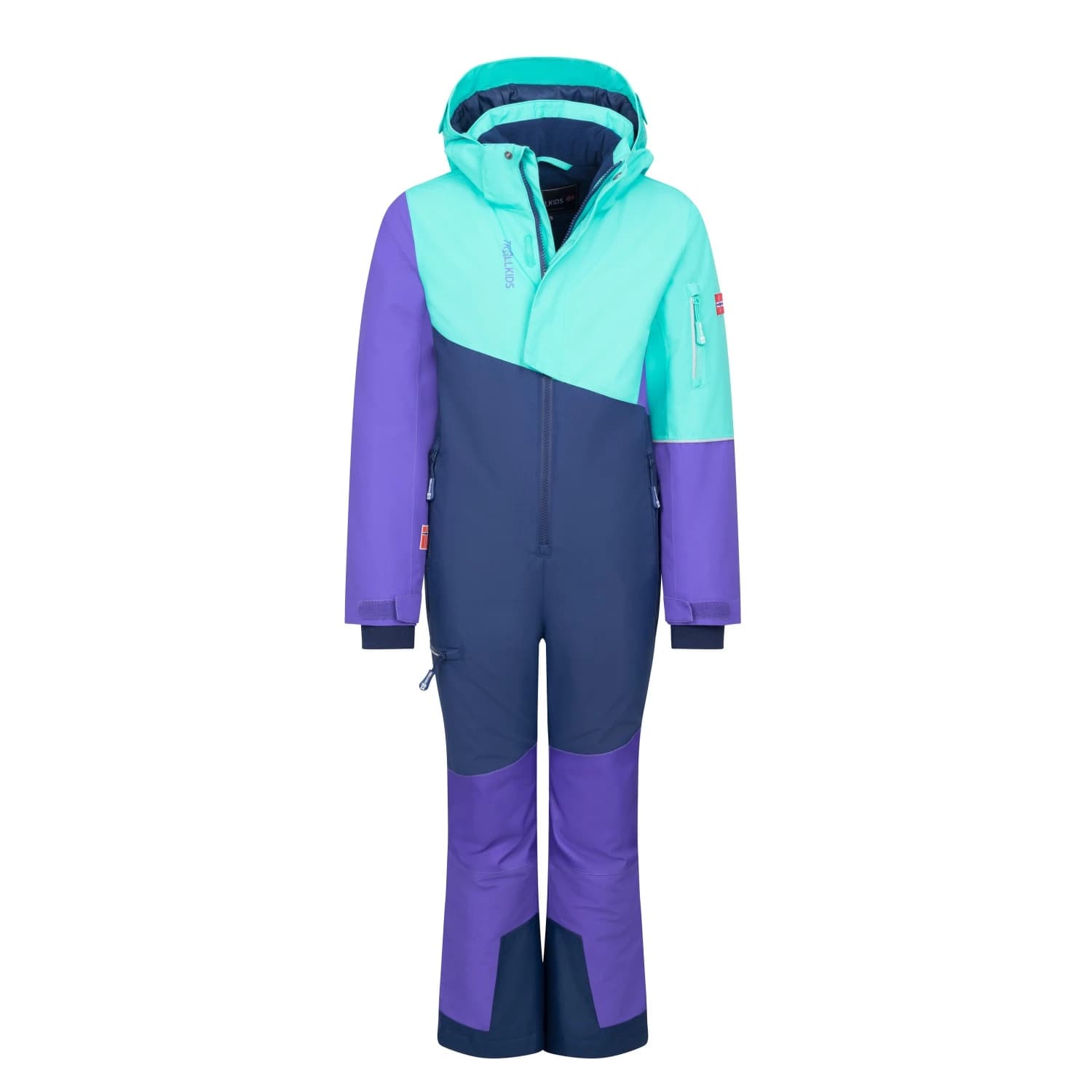 Детска грейка Trollkids Kid's Hallingdal Snowsuit Overall - Aqua Mint / Mystic Blue